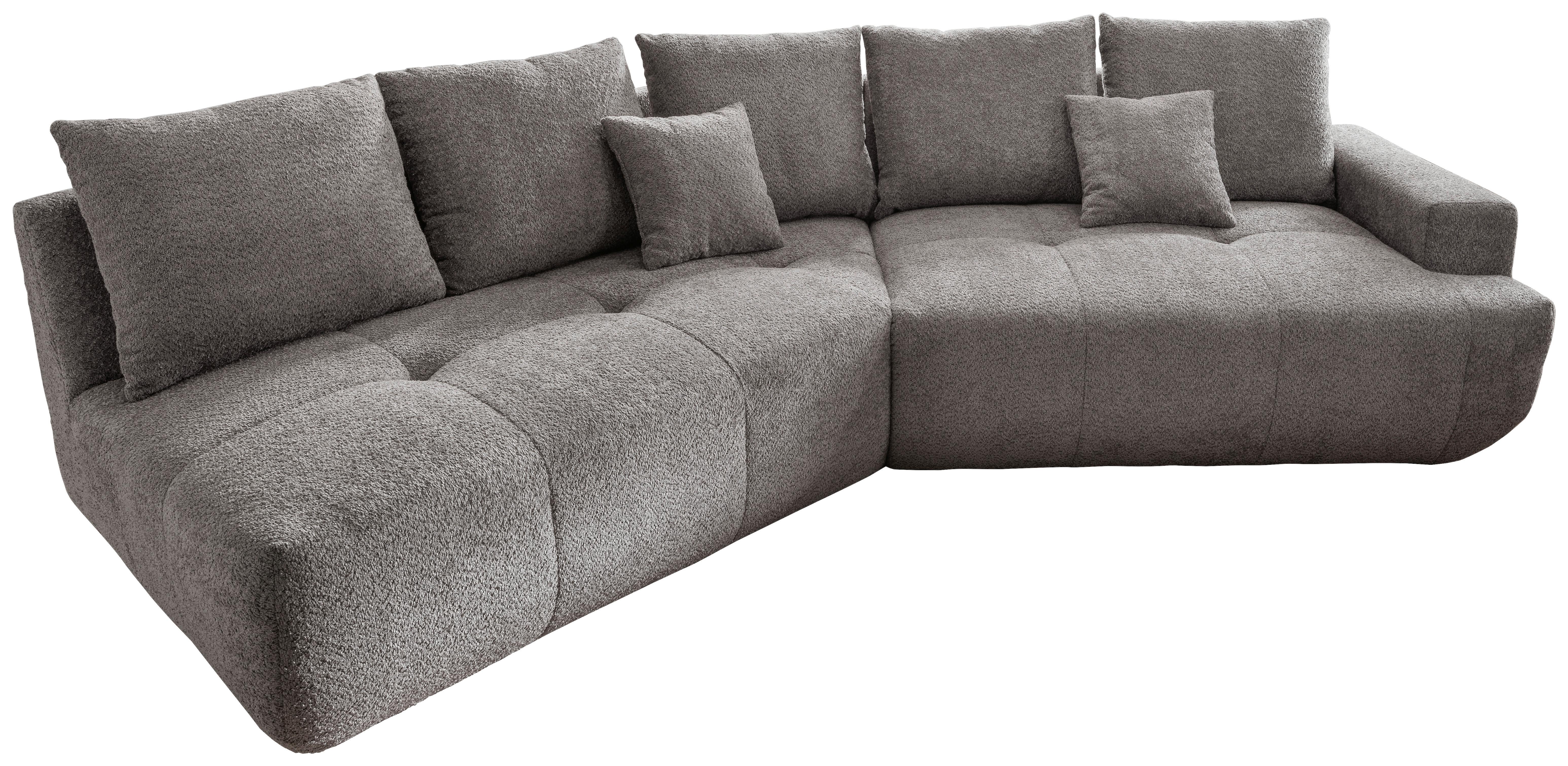 Big Sofa Fertilia Bouclé Anthrazit, B: 323 cm - Anthrazit/Schwarz, MODERN, Textil (323/91/155cm) - Livetastic