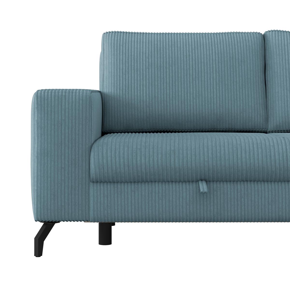 Ecksofa mit Bettkasten Cloud Hellblau Cord 290x178 cm - Hellblau, Trend, Textil (290/178cm)