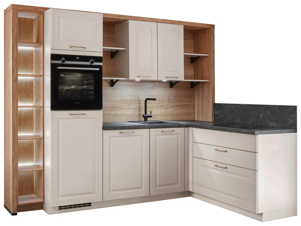 Eckküche Springfield - Sandfarben/Grasgrün, ROMANTIK / LANDHAUS, Holzwerkstoff (270/165cm) - Vertico