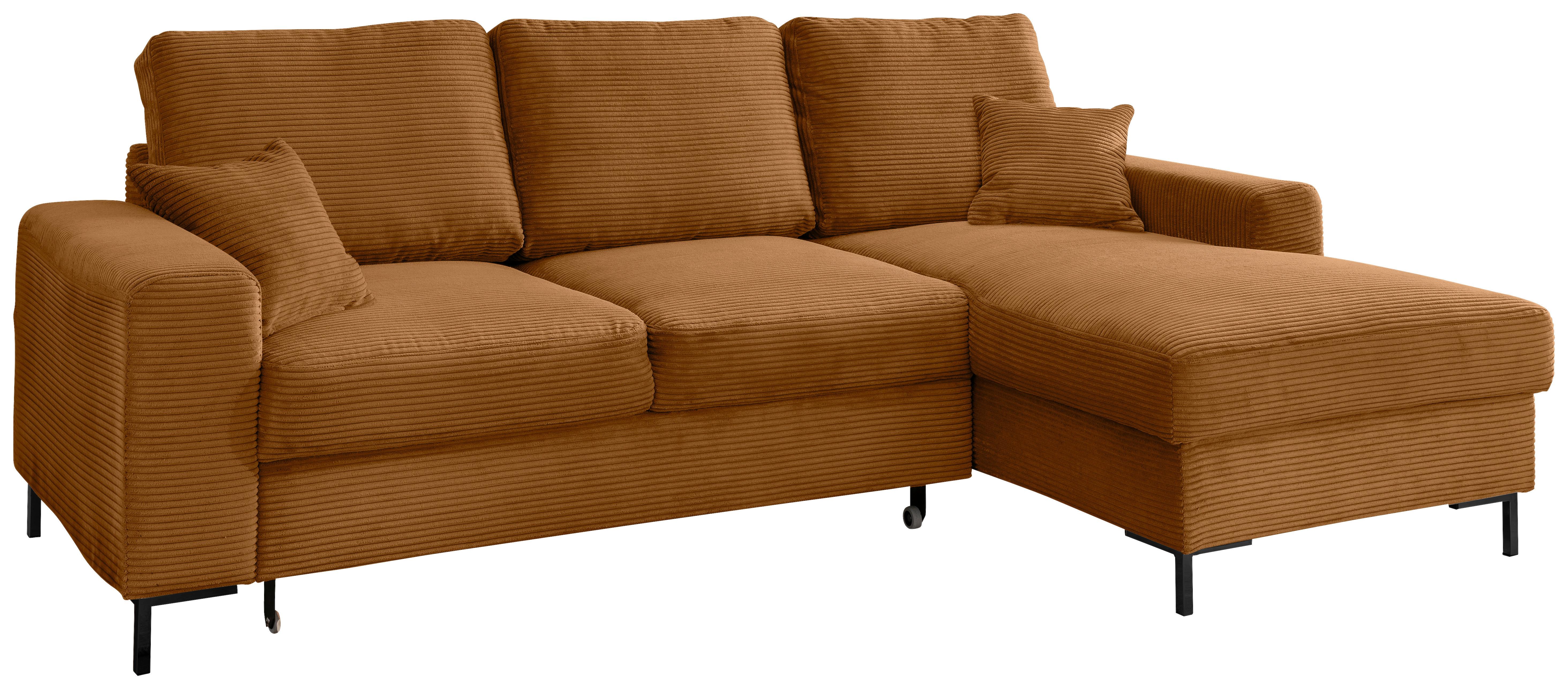 Eckschlafsofa Zona, Goldfarben S: 237x143 Cm - Goldfarben/Schwarz, KONVENTIONELL, Textil (237/143cm) - Livetastic