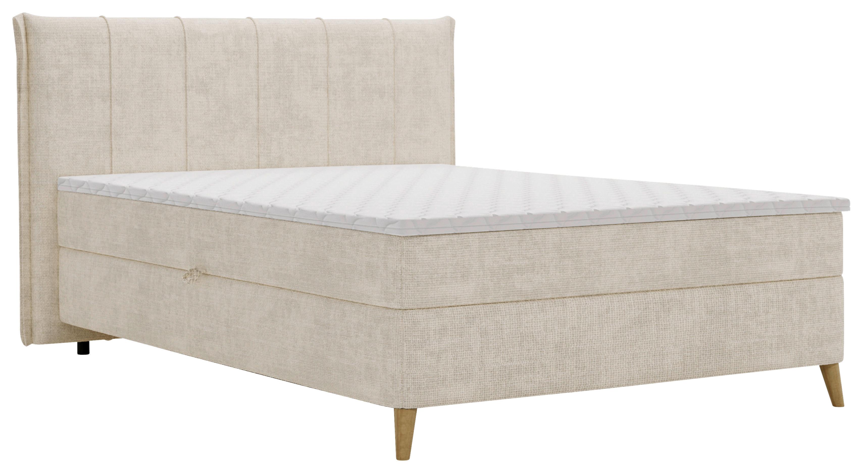 Americká posteľ VELORIA 140x200, béžová - prírodná farba/béžová, Konventionell, drevo/textil (140/200cm) - Mömax