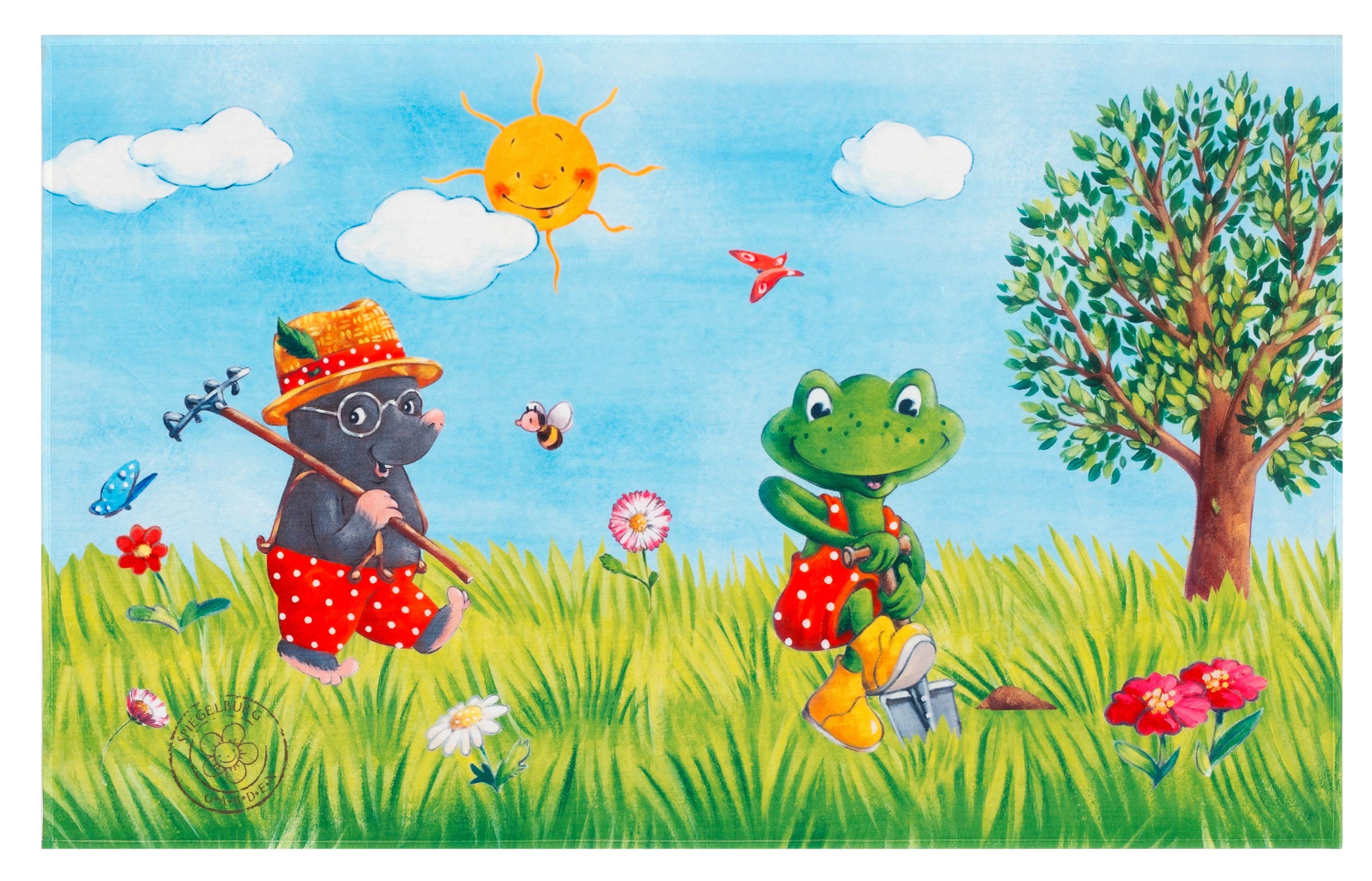 Kinderteppich Maulwurf/Frosch Grün/Blau Garden 140x200 cm - Blau/Hellgrün, Trend, Textil (140/200cm)