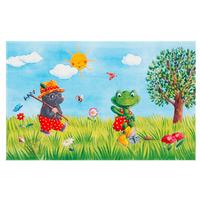 Kinderteppich Maulwurf/frosch Grün/blau Garden 140x200 Cm - Blau/Hellgrün, Trend, Textil (140/200cm)
