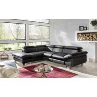 Ecksofa mit Schlaffunktion Driver Schwarz Lederlook - Chromfarben/Schwarz, MODERN, Textil (214/266cm) - MID.YOU