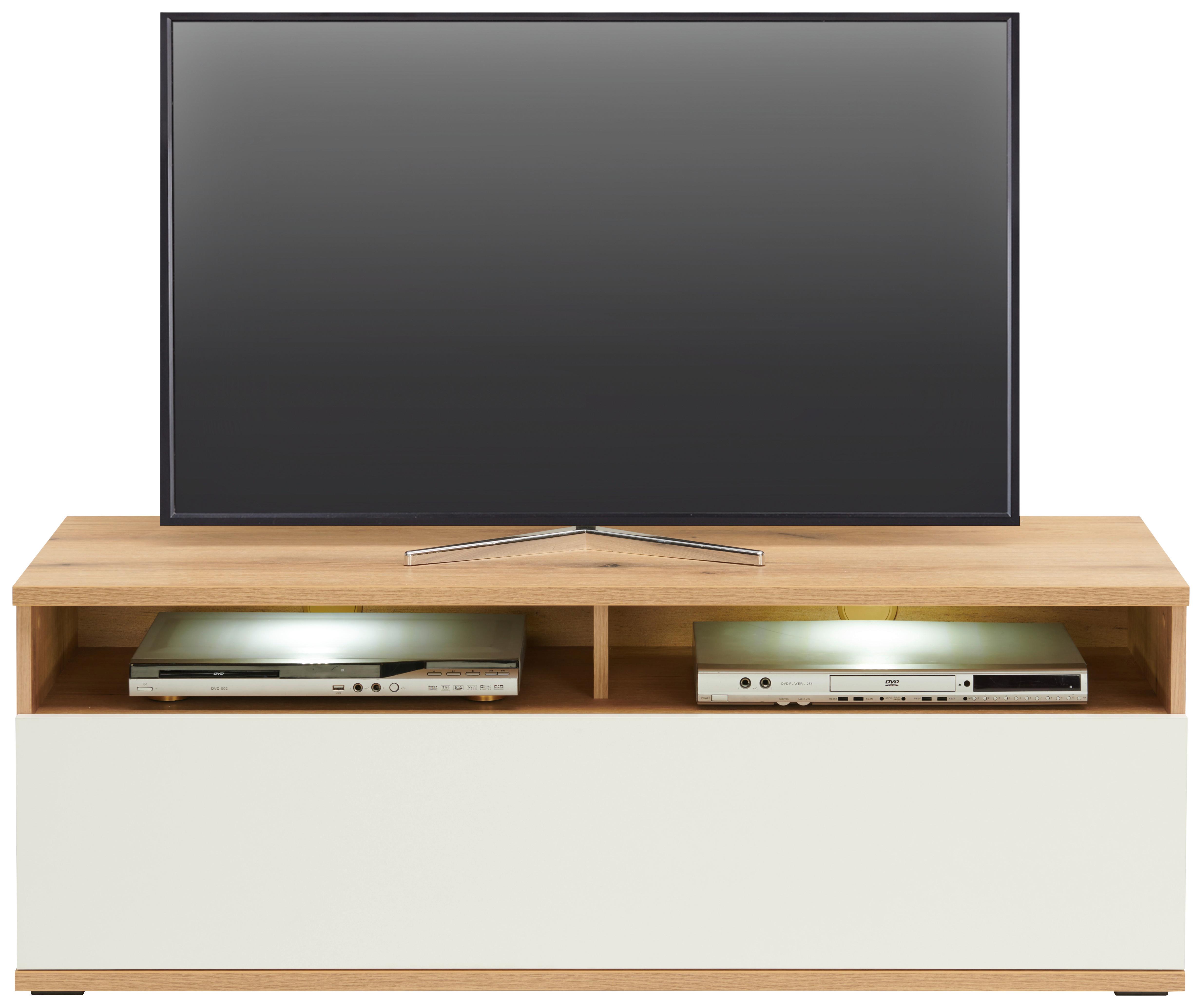Tv-element Power B: 127,5 Cm Eiche Dekor/weiß - MODERN, Holzwerkstoff (127,5/46/40cm)