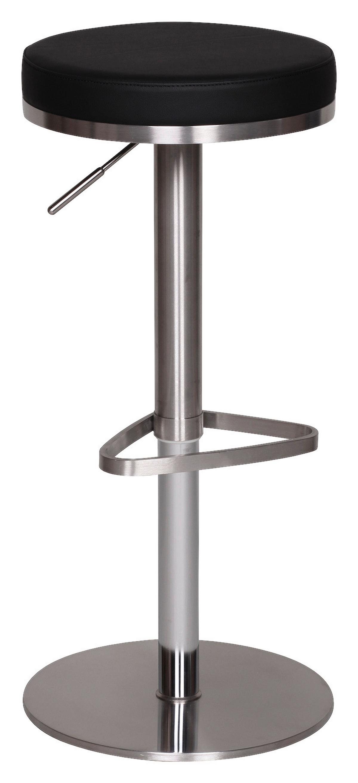 Barhocker höhenverstellbar und 360° drehbar Schwarz - Silberfarben/Schwarz, MODERN, Textil/Metall (38/57/38cm) - MID.YOU