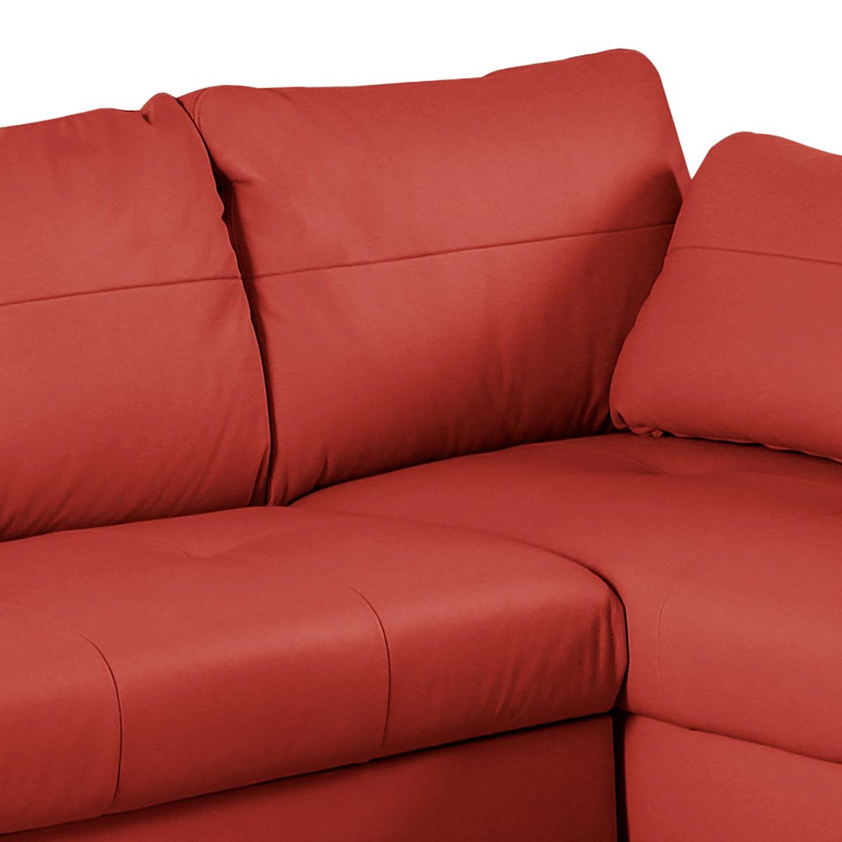 Ecksofa Compact Rot B: 227x168 cm - Buchefarben/Rot, Design, Leder/Textil (227/168cm) - Livetastic