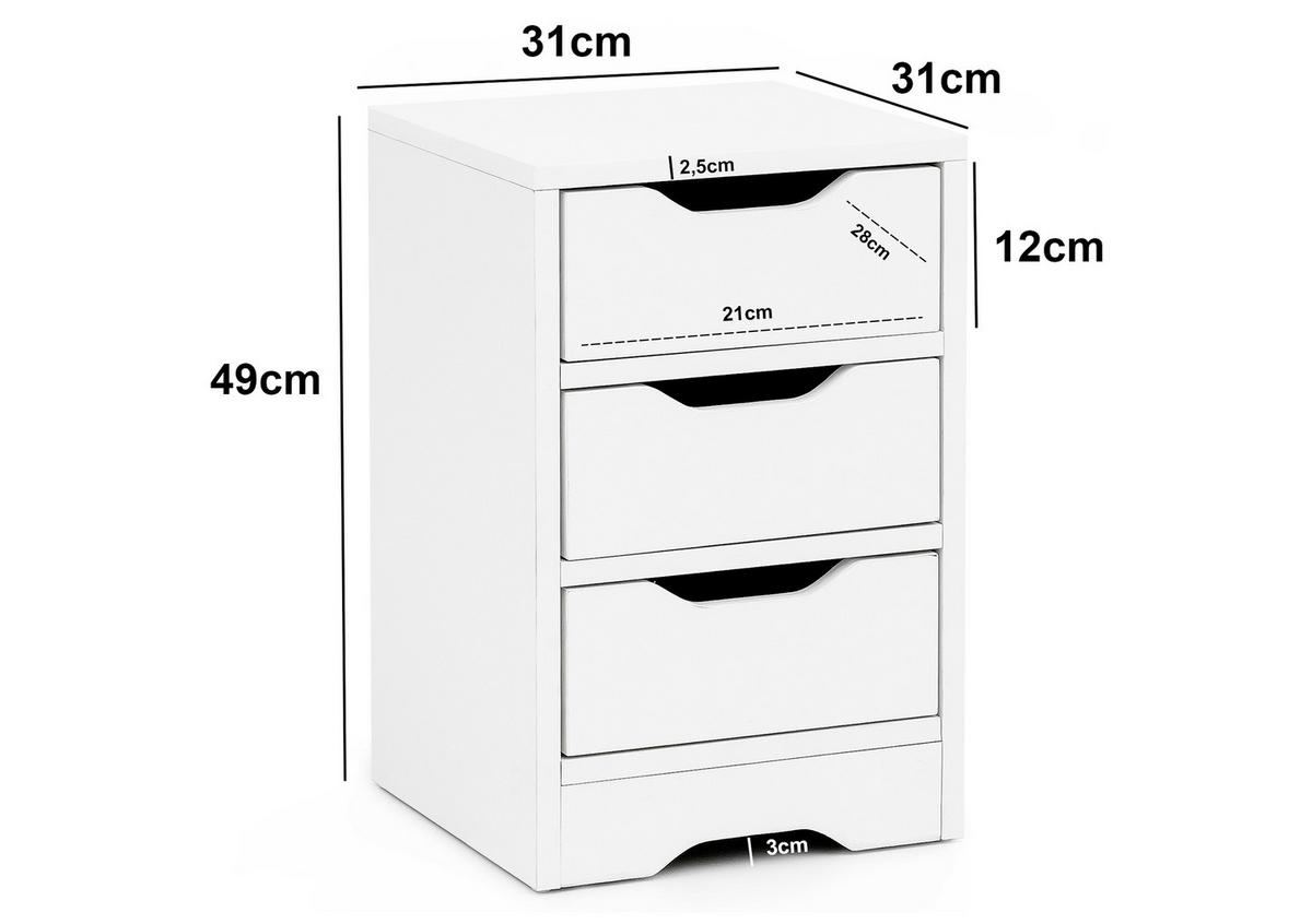 Noční stolek Nachtkästchen š: 31 cm bílý - bílá, Moderní, kompozitní dřevo (31/49/31cm) - MID.YOU
