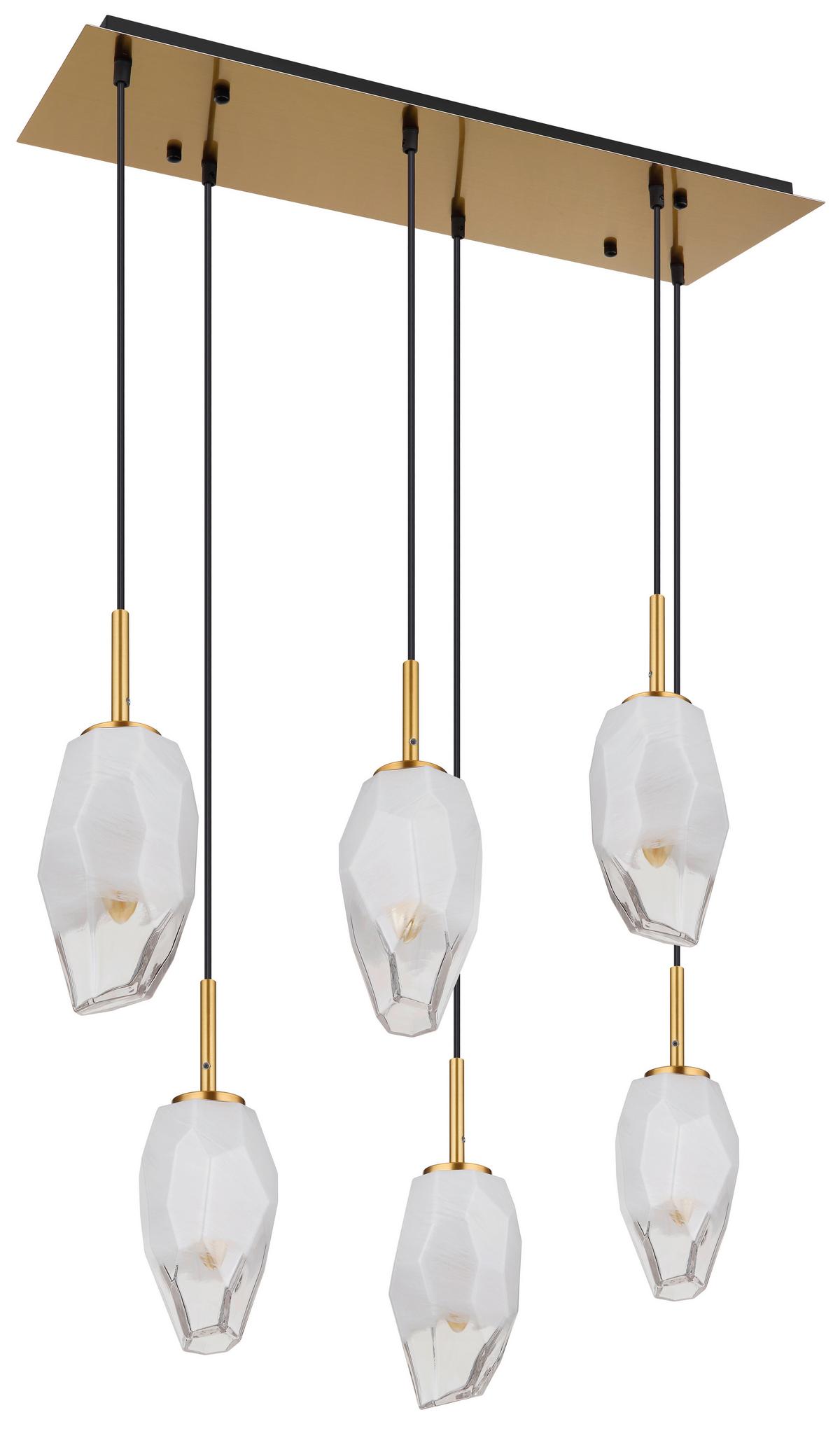Hängeleuchte 15787-6h - Klar/Messingfarben, KONVENTIONELL, Glas/Metall (72/24/120cm) - Globo