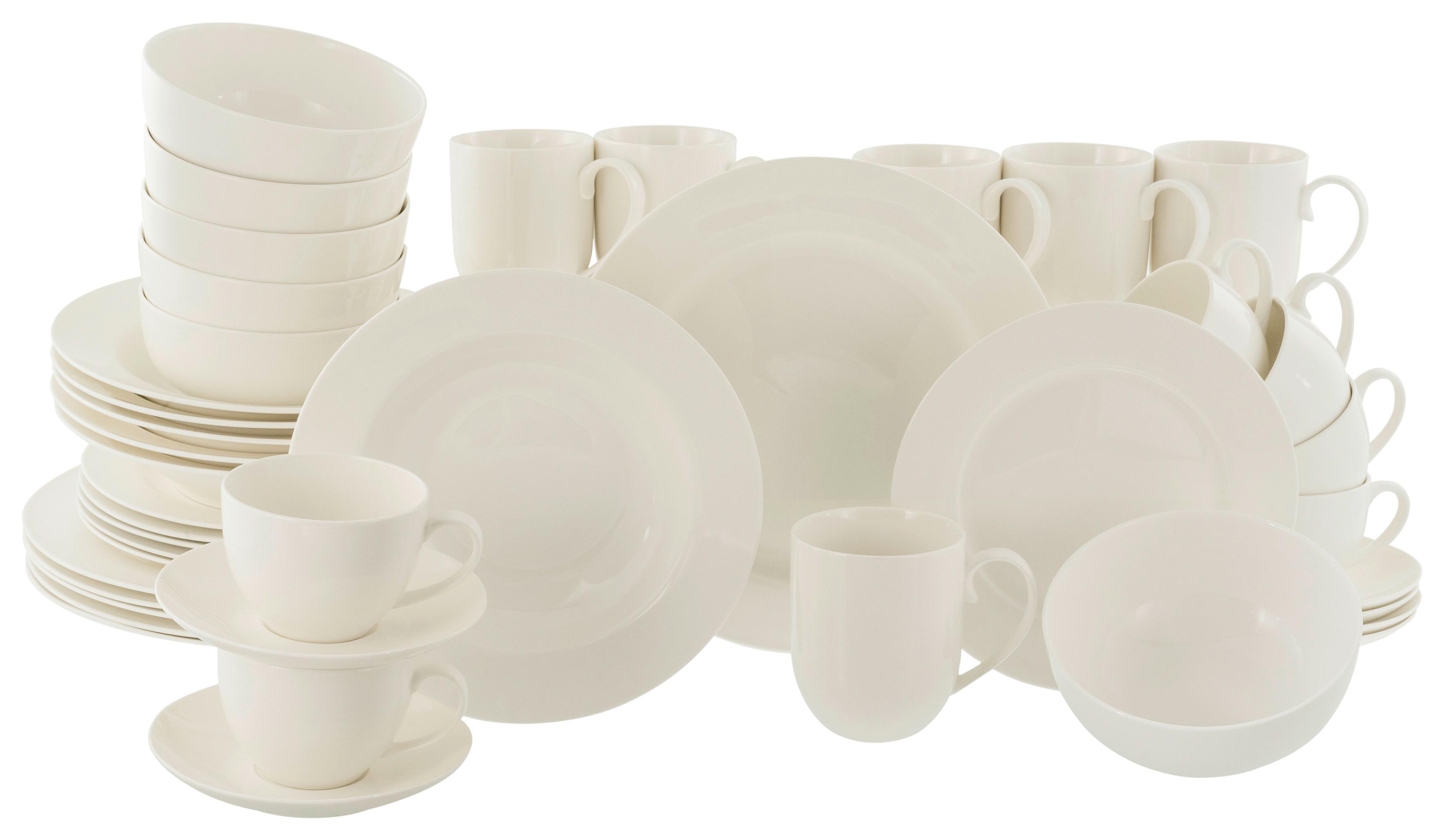 Kombiservice Fluer Royal Keramik 6 Personen - Weiß, Basics, Keramik - Creatable