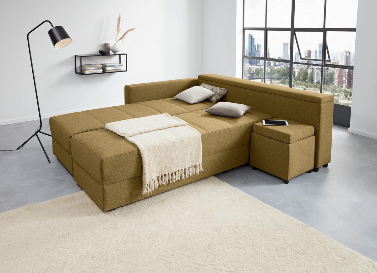 Ecksofa Looks Iii - Messingfarben/Schwarz, Design, Textil (287/229cm) - LOOKS by W.Joop