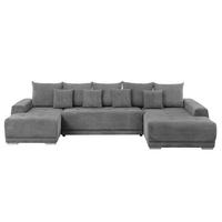 Wohnlandschaft Madeleine Grau U: 180x350x203cm - Silberfarben/Schwarz, Design, Textil (180/350/203cm) - MID.YOU