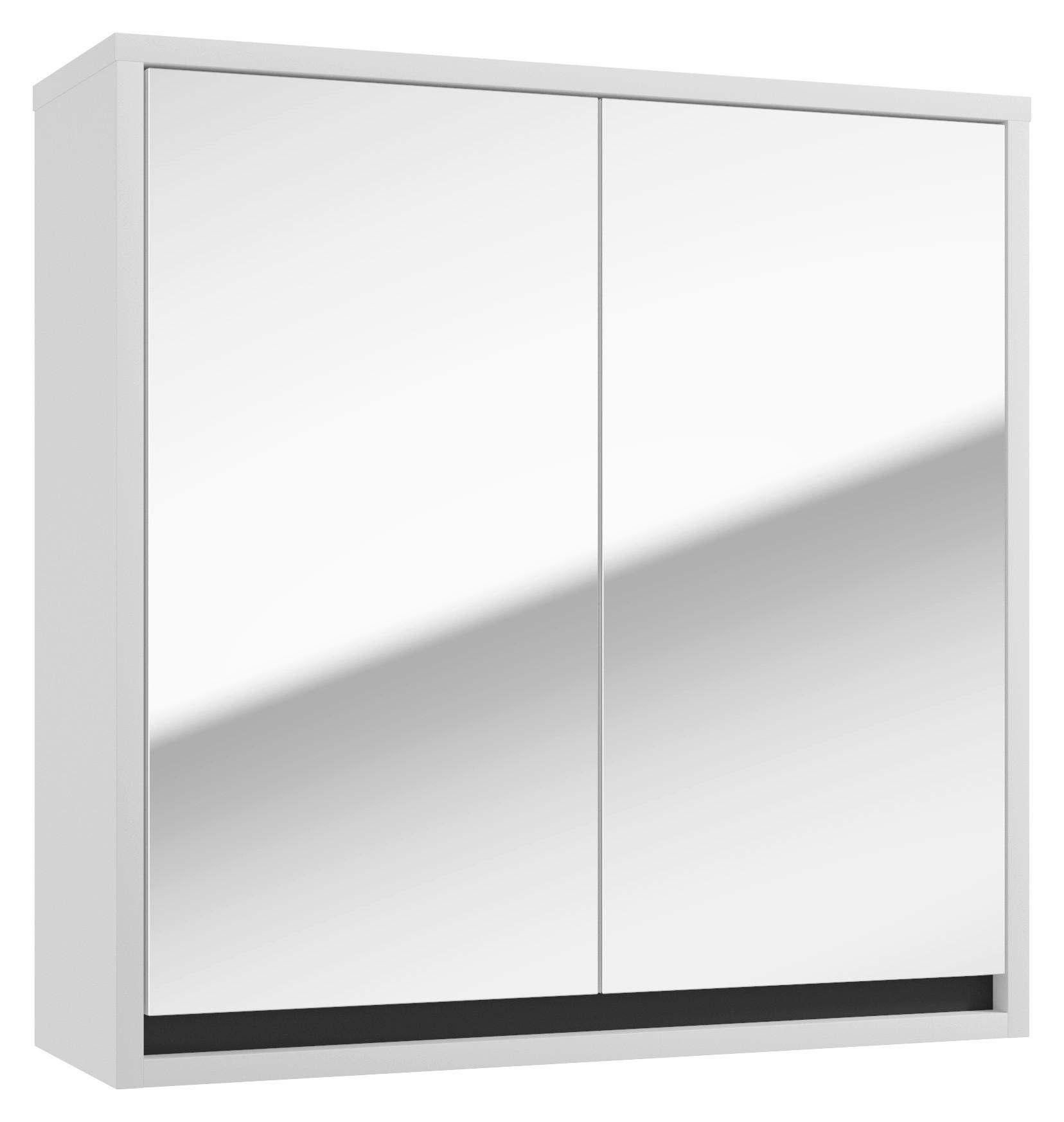 Spiegelschrank Slito 2-Türig BxHxT: 60x60x20 cm - Anthrazit/Weiß, Basics, Holzwerkstoff (60/60/20cm) - MID.YOU