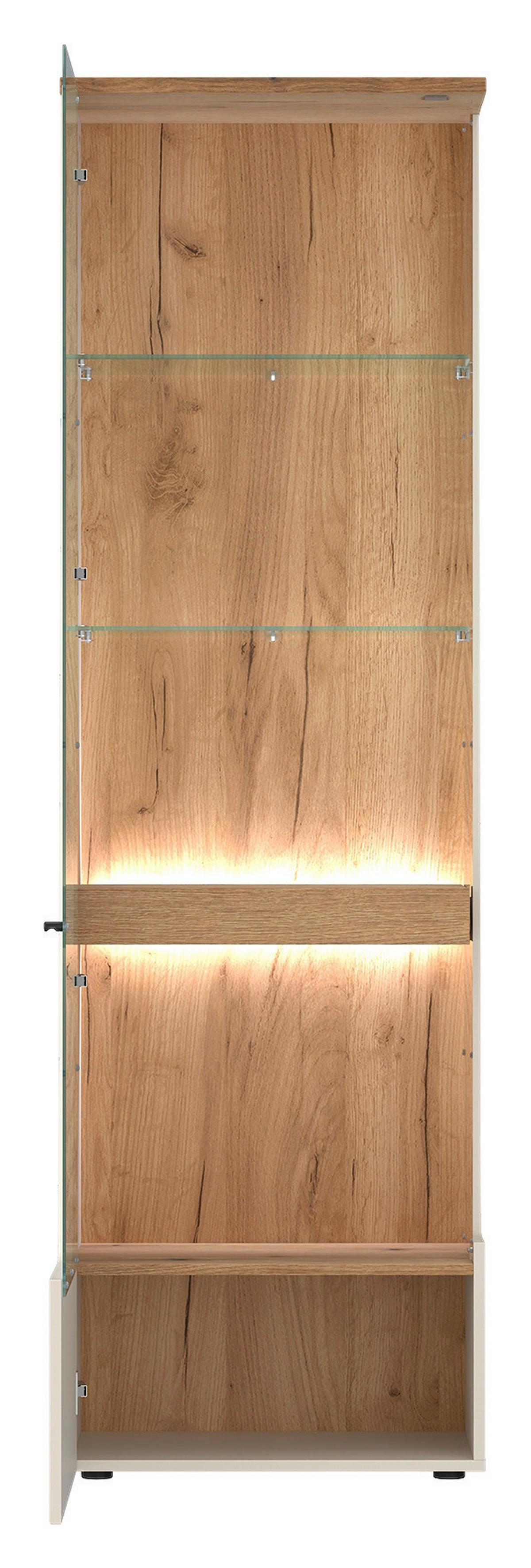 Vitrine Cut Out B: 60 cm Kaschmir/Eichefarben - Kaschmir/Eichefarben, MODERN, Glas/Holzwerkstoff (60/198/40cm) - Premium Living