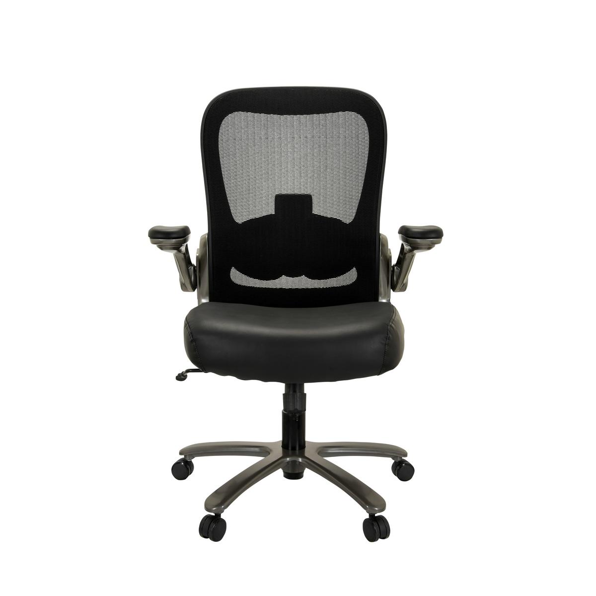 Drehstuhl Instructor Schwarz Bis 220 Kg - Silberfarben/Schwarz, Basics, Leder/Kunststoff (75/122/68cm) - MID.YOU