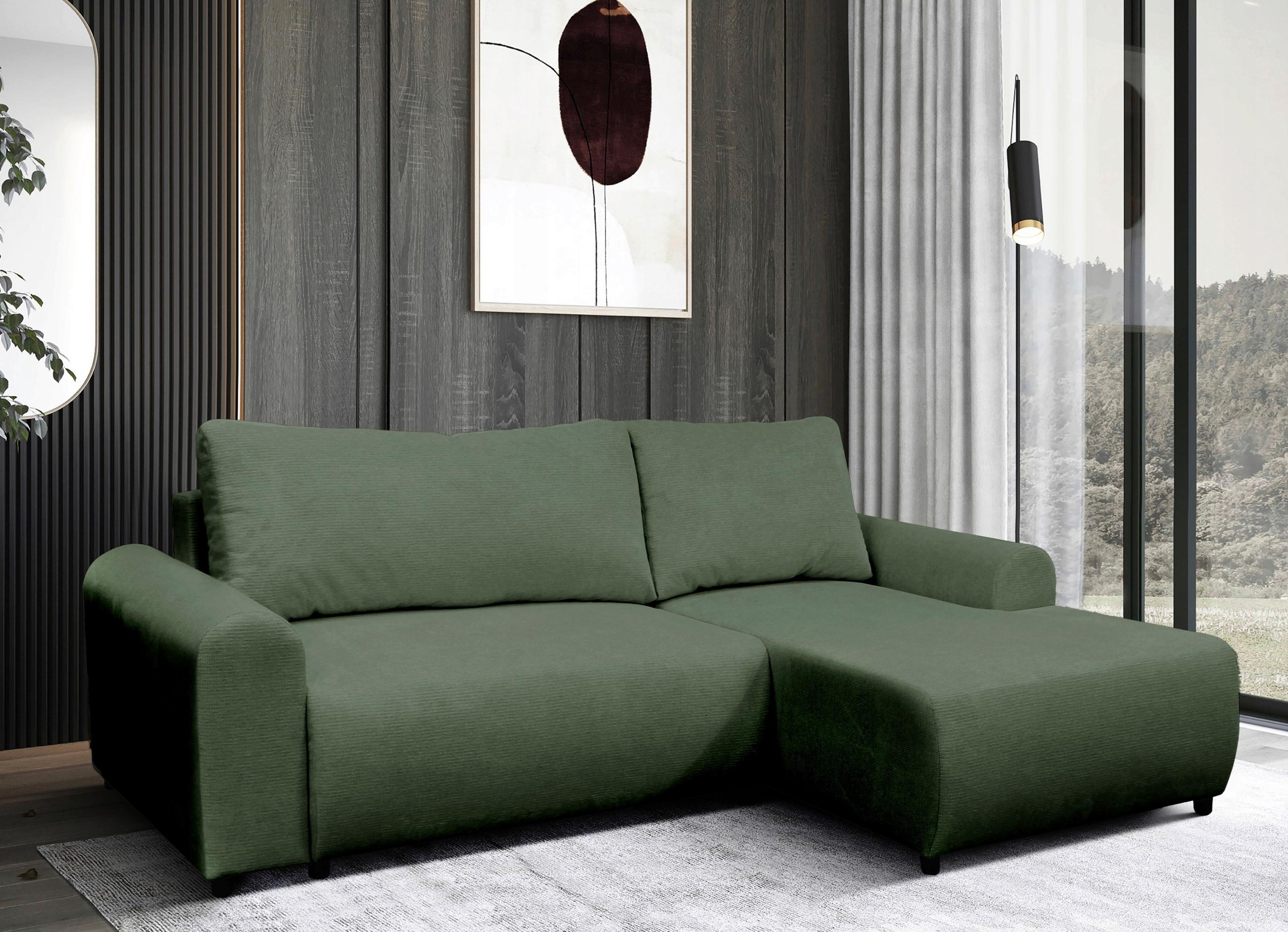 Ecksofa Velo Grün S: 250x160 cm - Schwarz/Grün, Design, Textil (250/160cm) - MID.YOU