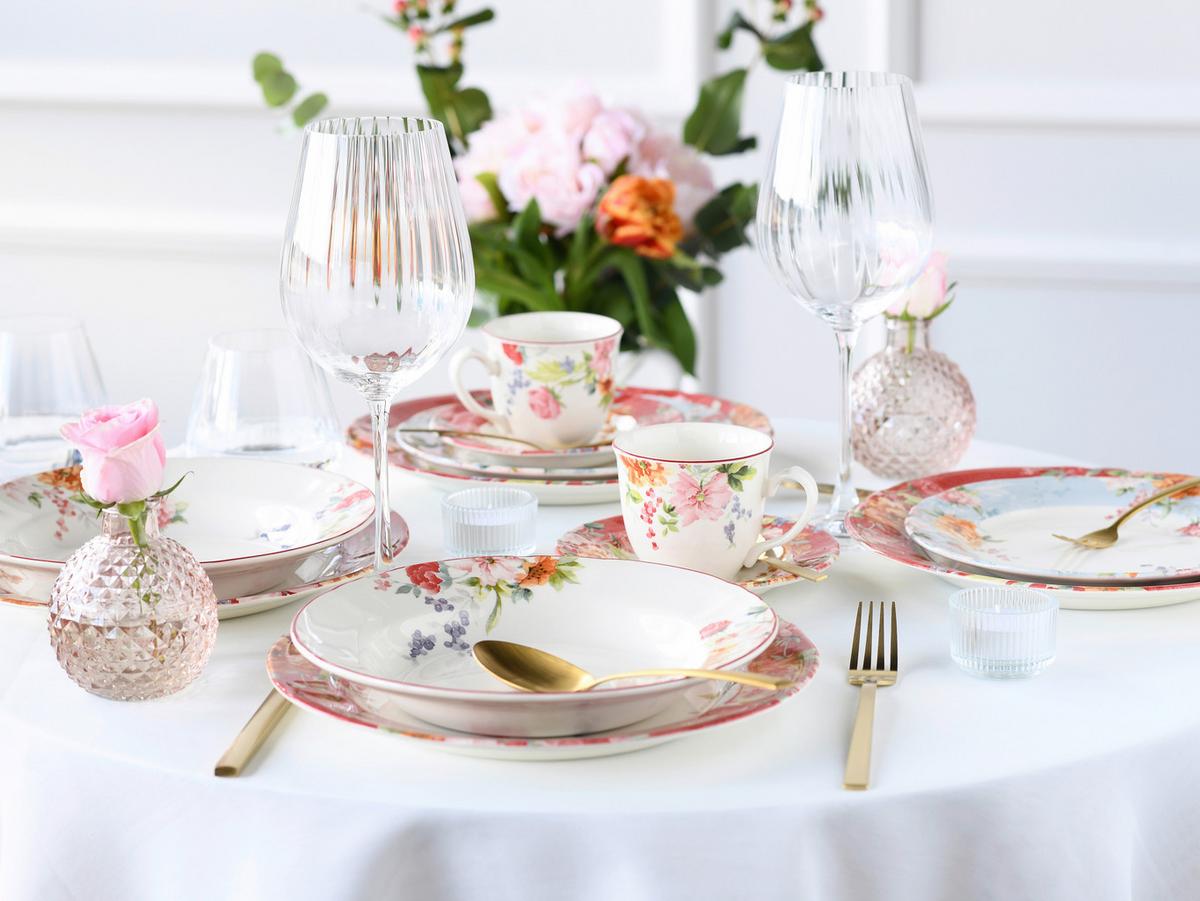 Kaffeeservice Crimson Bunt Steingut, 6 Pers., 18-Teilig - Multicolor, Basics, Keramik - Creatable