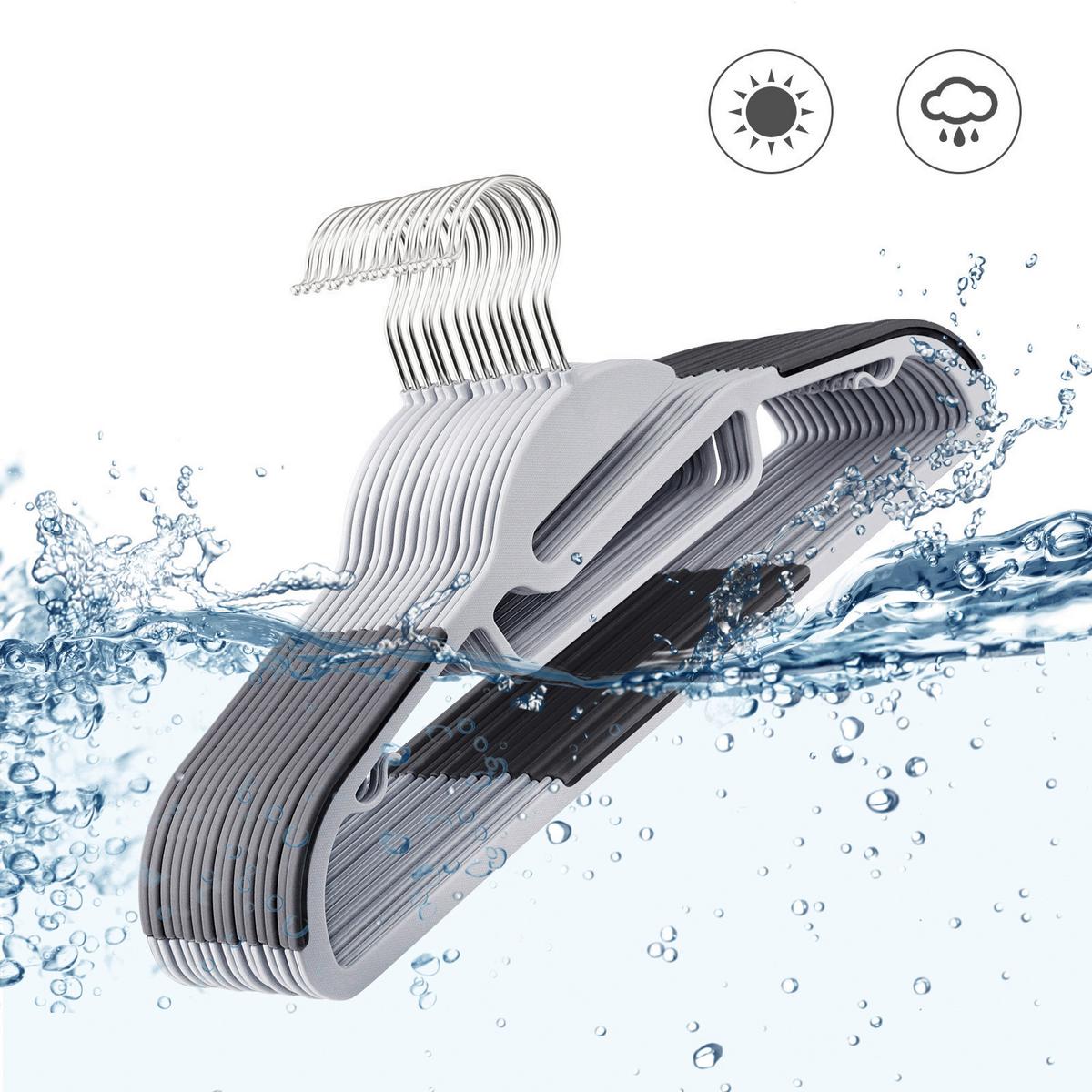 Kleiderbügelset Grau B: 41,5 cm - Grau, Basics, Kunststoff/Metall (41,5cm)