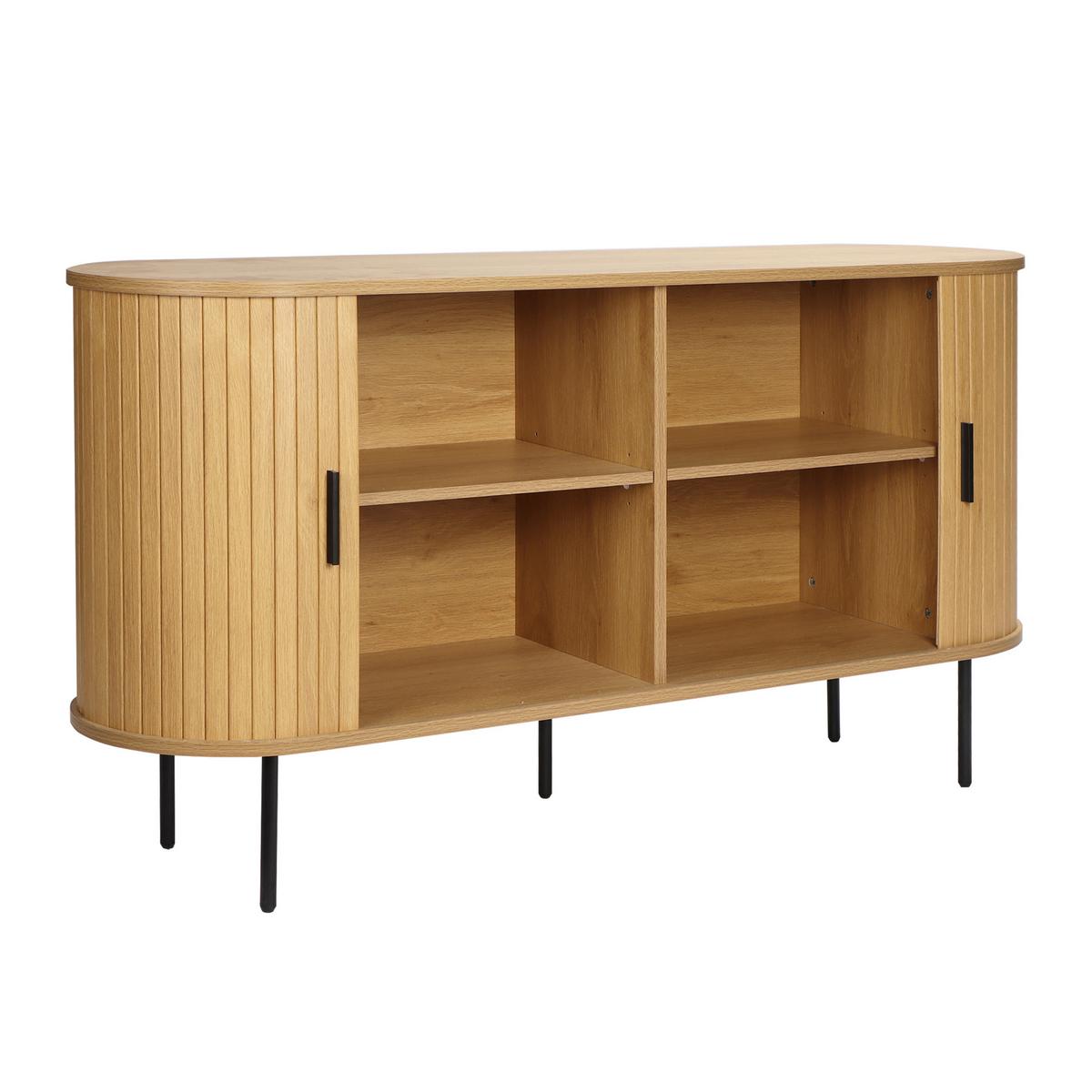 Sideboard Naturfarben/schwarz, B: 140cm - Schwarz/Naturfarben, Design, Holzwerkstoff (140/76/40cm) - Livetastic