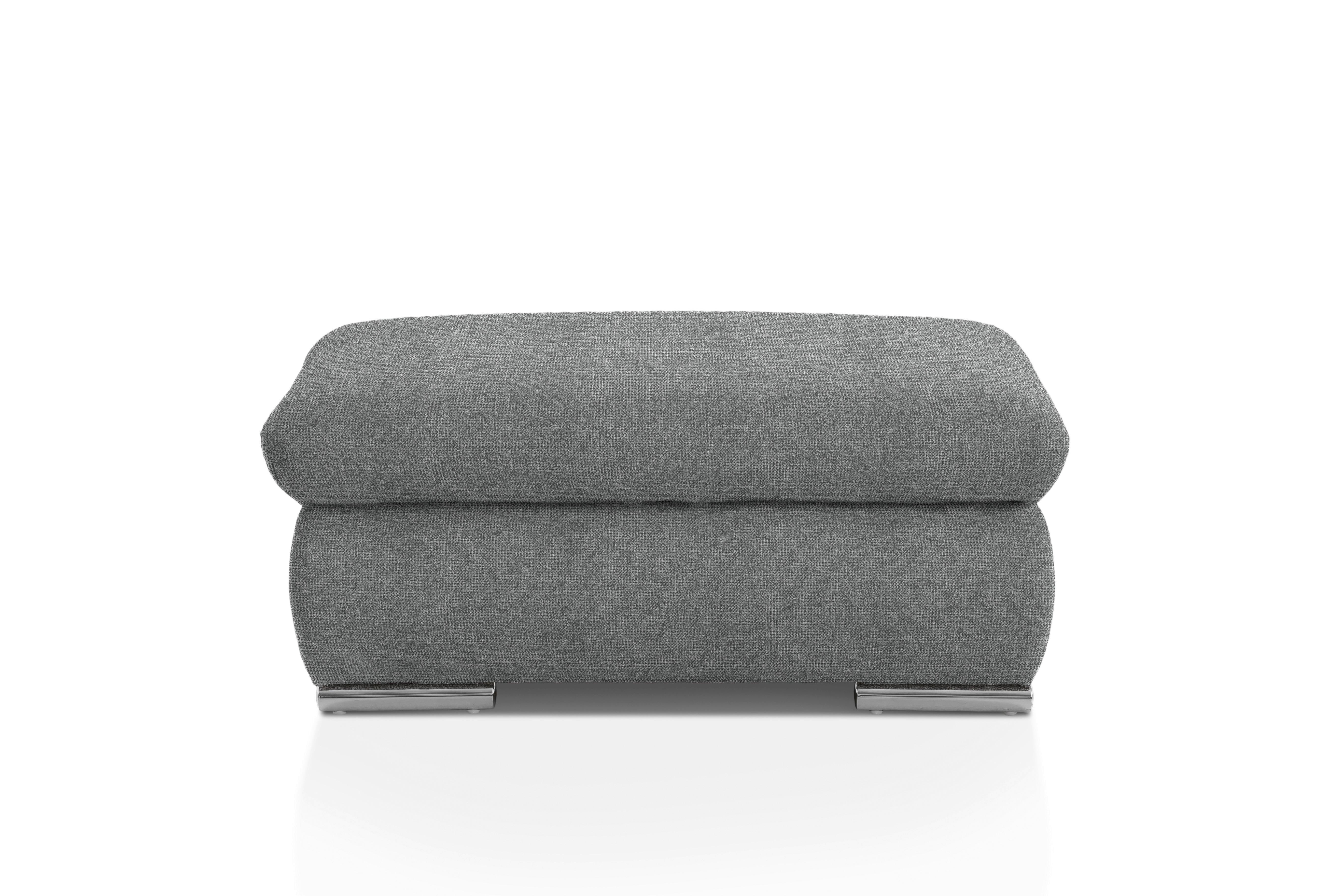 Polsterhocker Isona Dunkelgrau Chenille - Chromfarben/Dunkelgrau, Design, Textil (101/45/74cm) - Livetastic