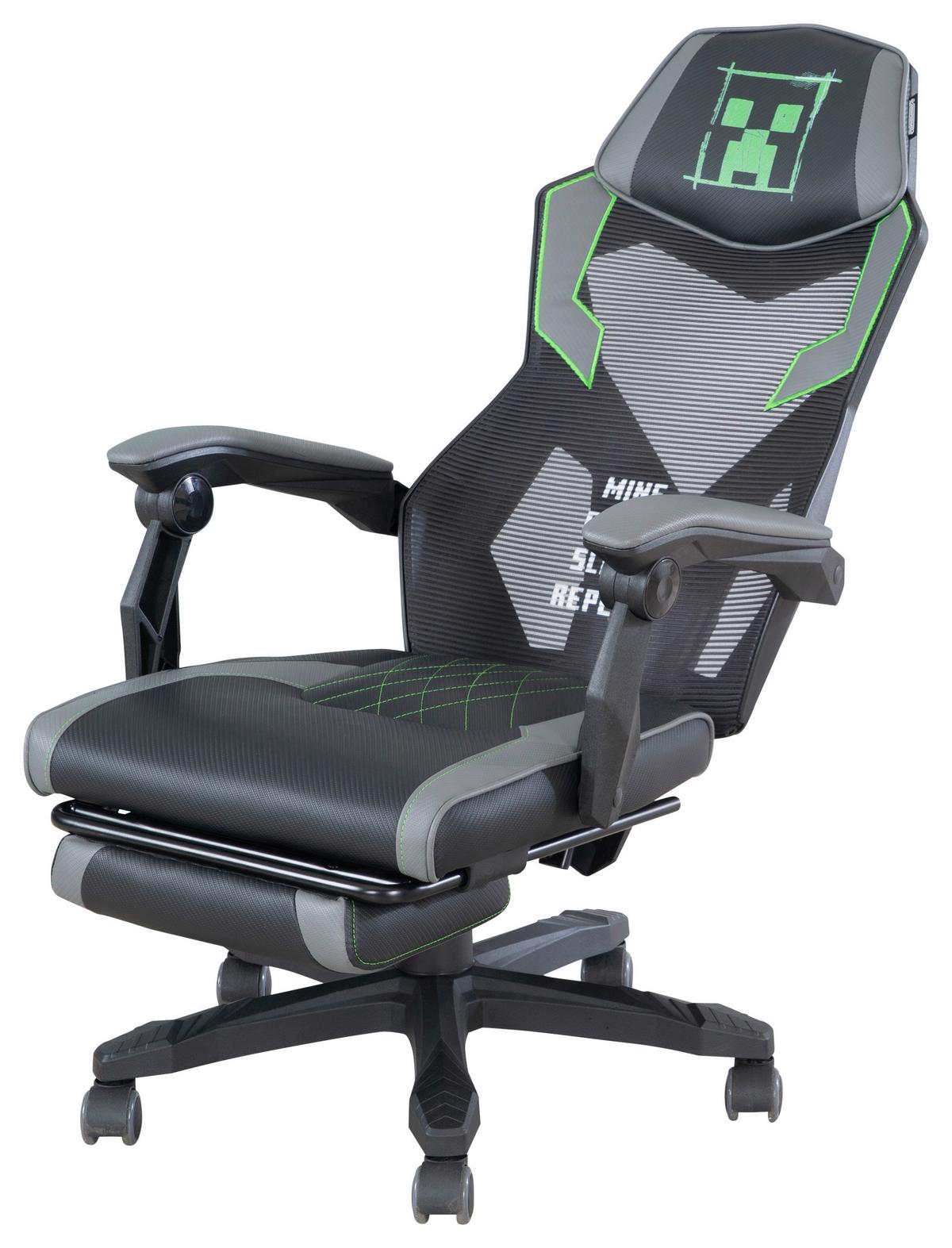 Gamingstuhl Minecraft - Grau/Grün, MODERN, Kunststoff/Textil (61/114,5/62,5cm) - Minecraft