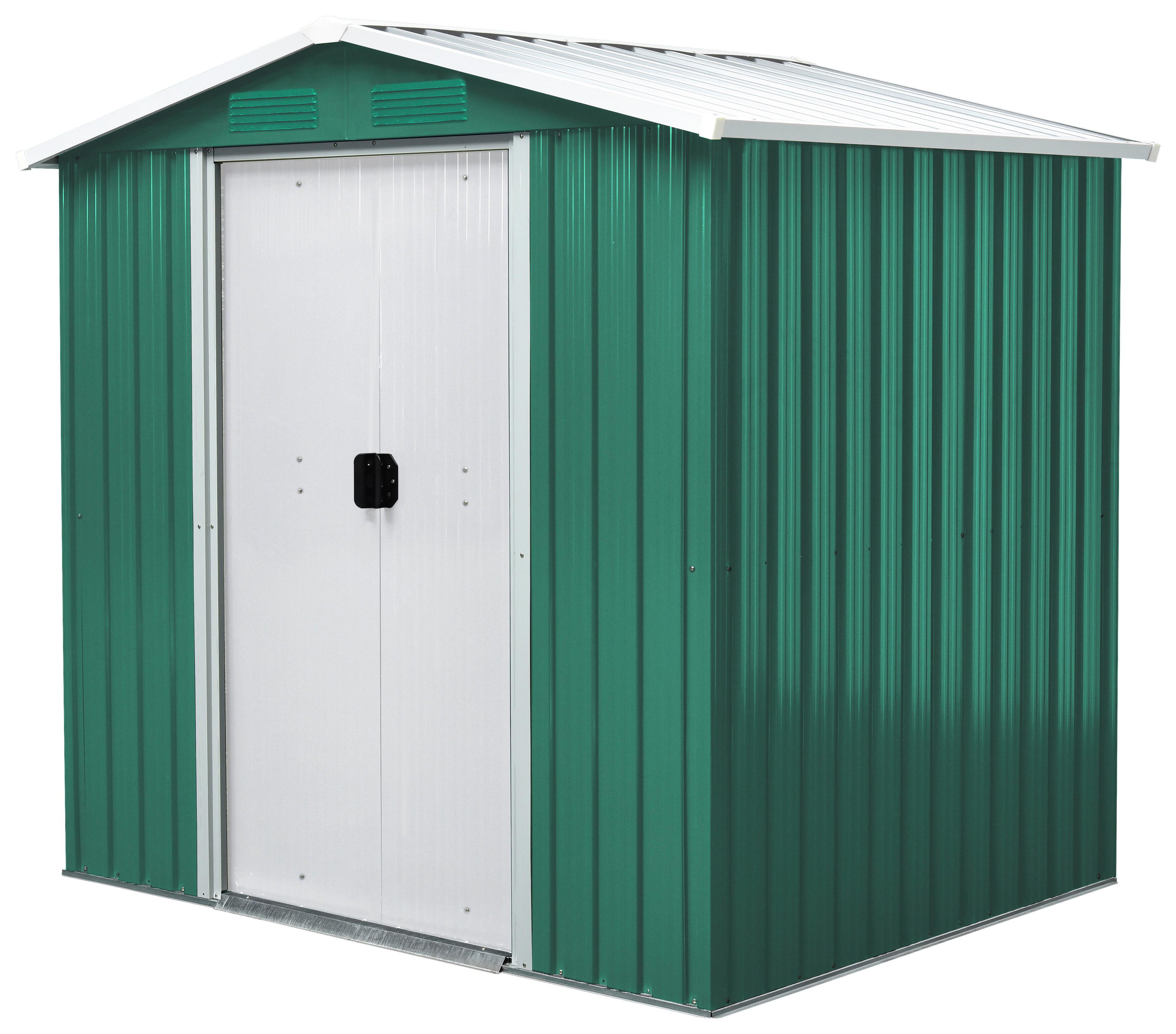 Gerätehaus ohne Boden 194x184x131 cm - Weiß/Grün, Basics, Metall (194/184/131cm)