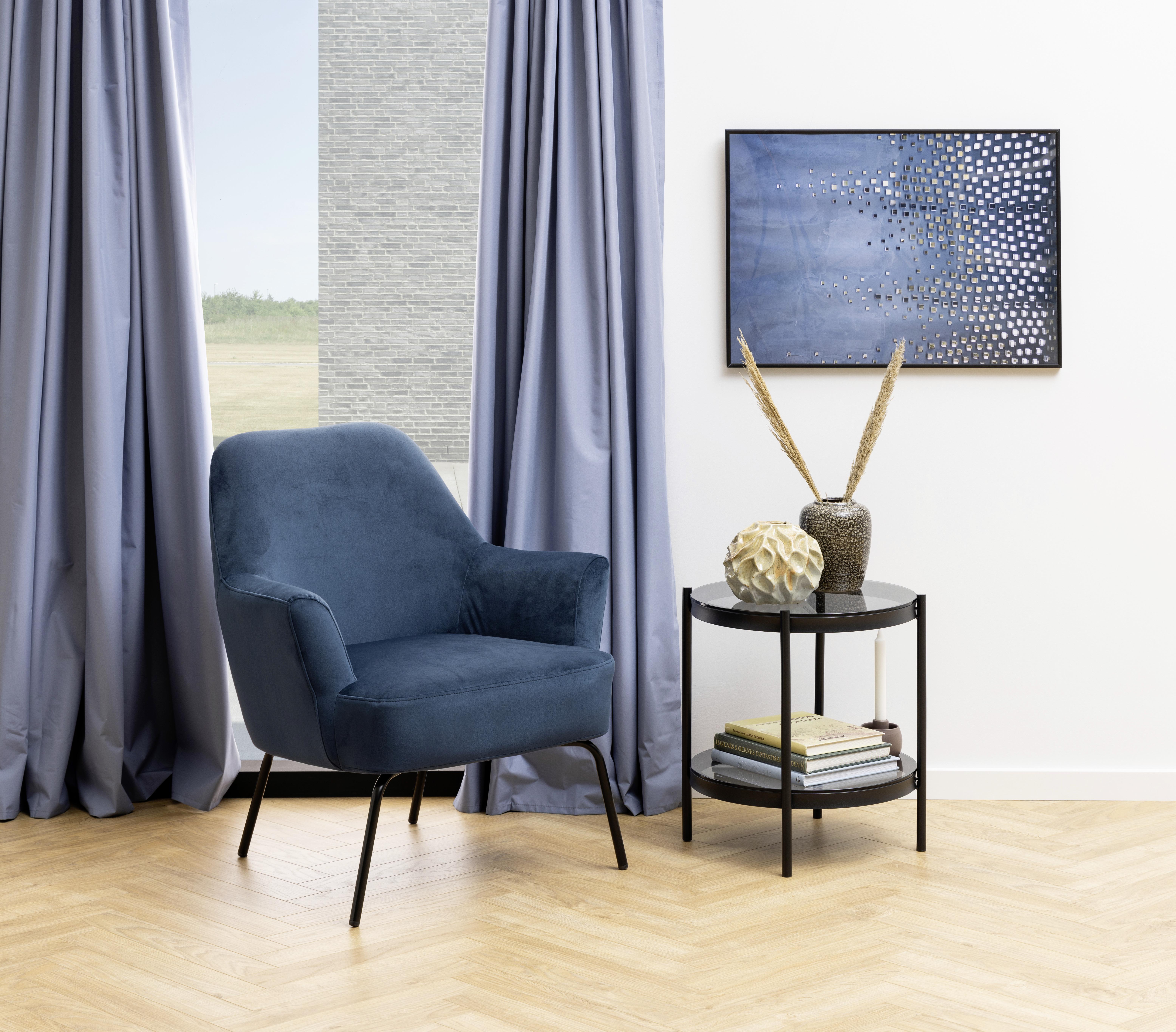 Polsterstuhl Melissa Blau Velours - Blau/Schwarz, KONVENTIONELL, Textil (75/83/75cm) - Livetastic