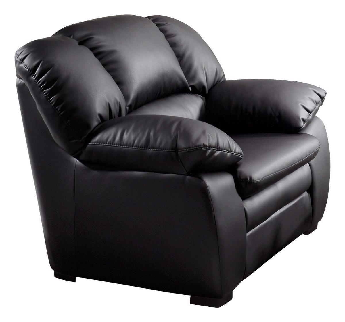 Polstersessel mit Armlehnen Casino I Lederlook Schwarz - Schwarz, KONVENTIONELL, Textil (109/88/92cm) - MID.YOU