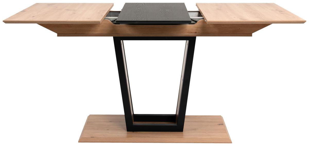 Esstisch Soria Schwarz/ Eiche Artisan D. L: 160-200cm - Schwarz/Eiche Artisan, MODERN, Holzwerkstoff/Metall (160-200/90/76cm) - MID.YOU