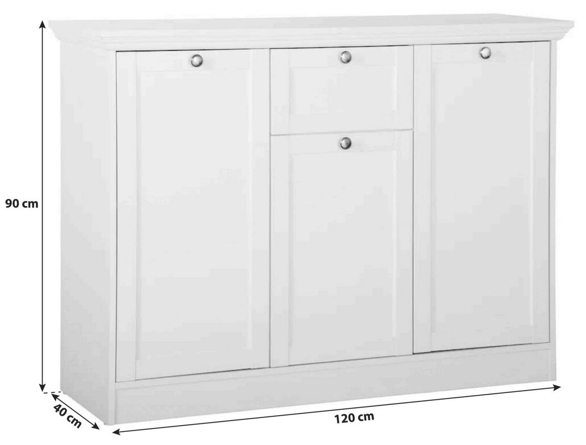 Komód E-Landwood 15 120/90 Cm - fehér, Romantik / Landhaus, faalapú anyag (120/90/40cm) - MID.YOU