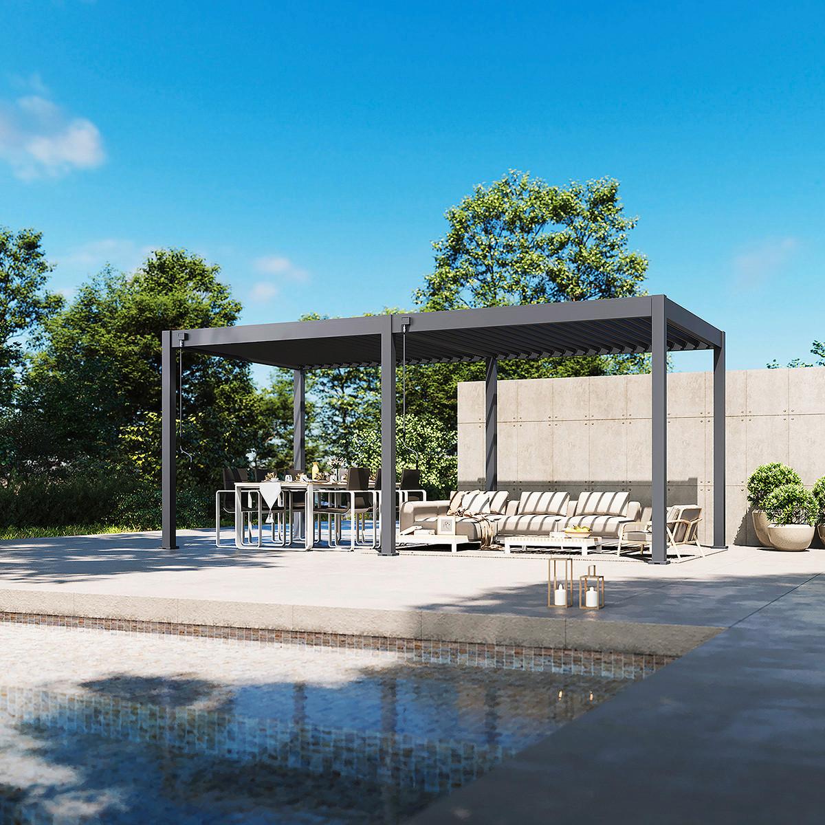 Pergoline Trumpf, 300x600 cm Wetterbeständig, Anthrazit - Graphitfarben, Basics, Metall (300/600/255cm)