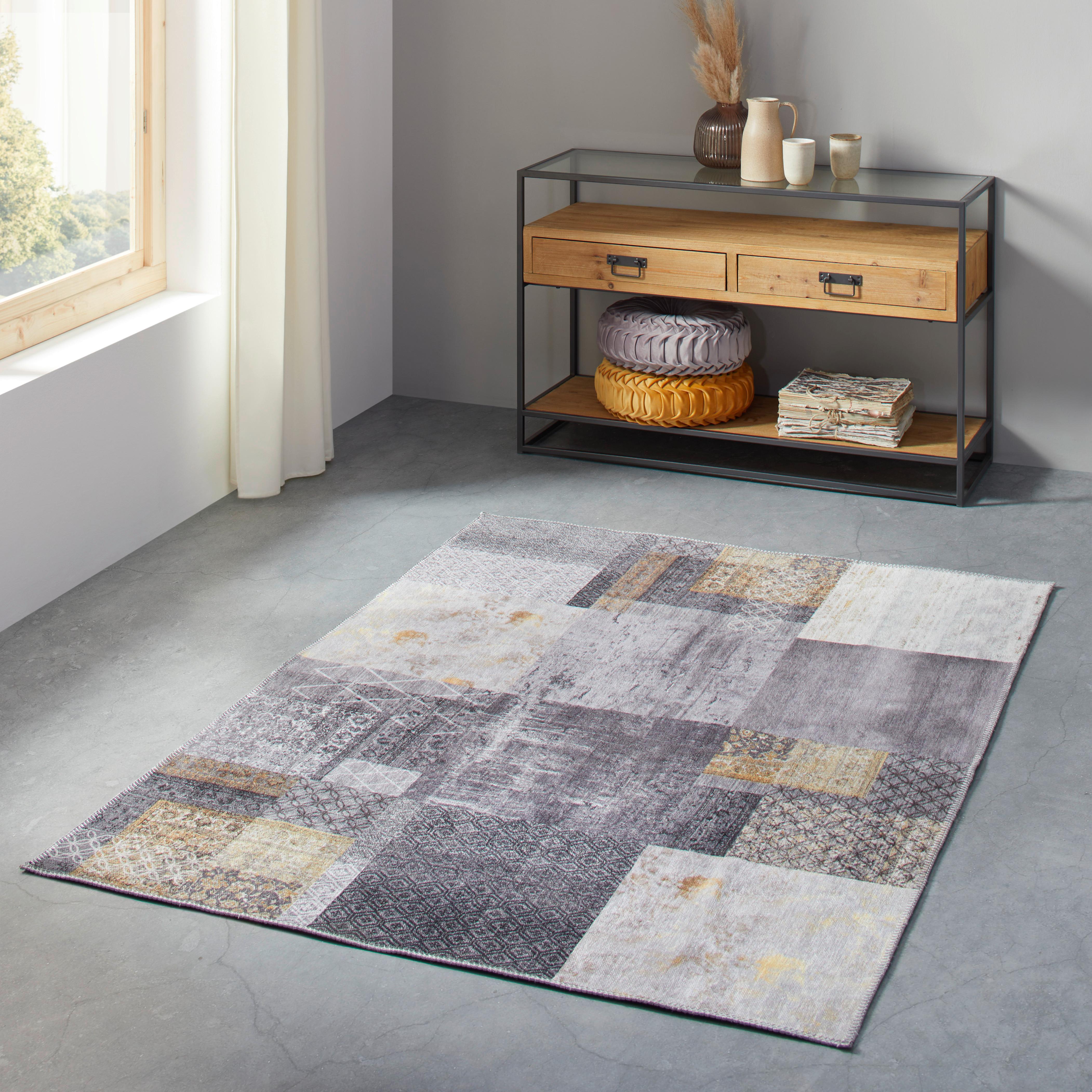 KOBEREC TKANÝ NA PLOCHO Edessa 2, 120/170cm - šedá/barvy zlata, Moderní, textil (120cm) - Mömax