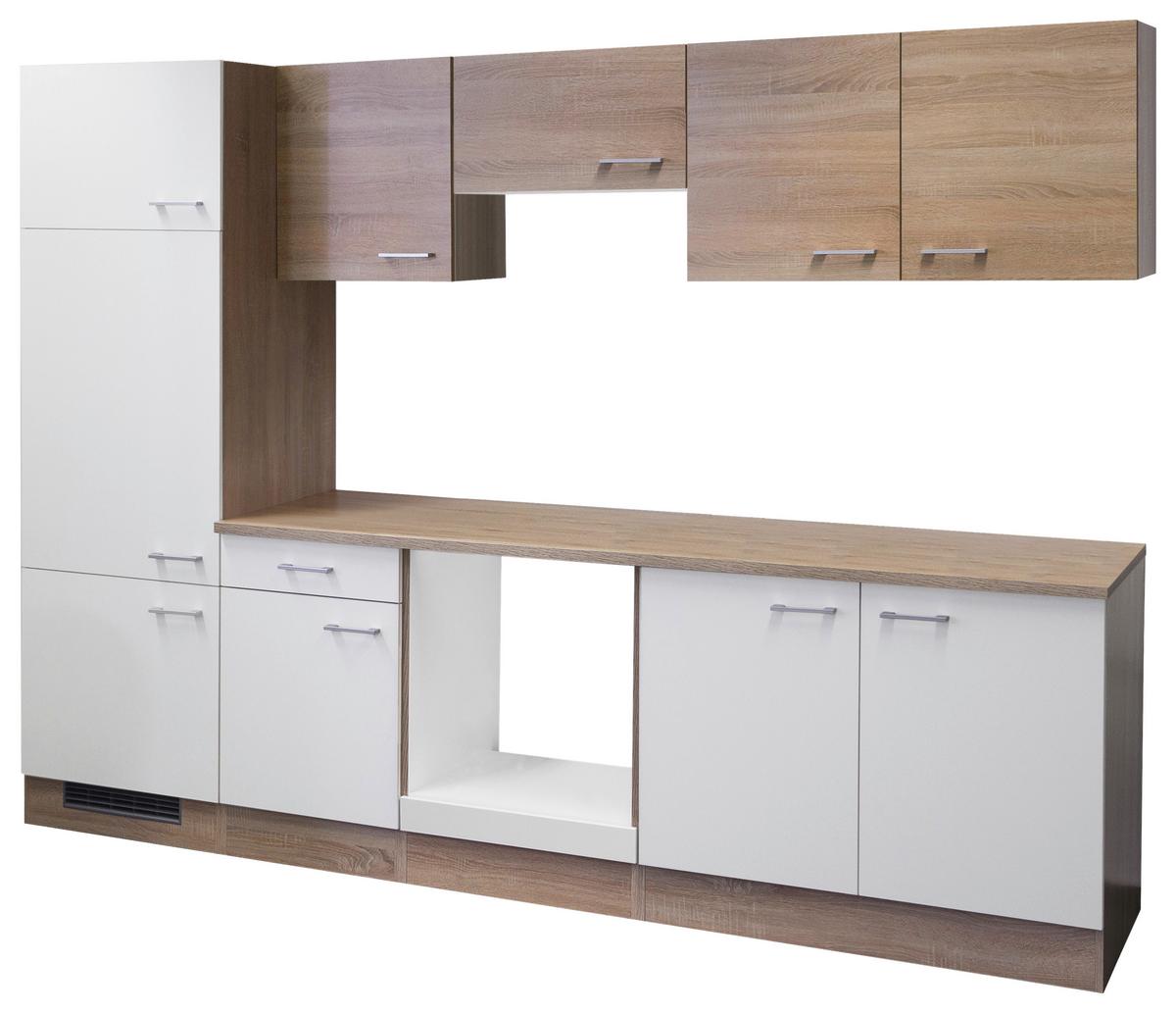 Küchenleerblock Geräte 270 cm Eiche Dekor/Weiß - Weiß/Sonoma Eiche, KONVENTIONELL, Holzwerkstoff (270cm)