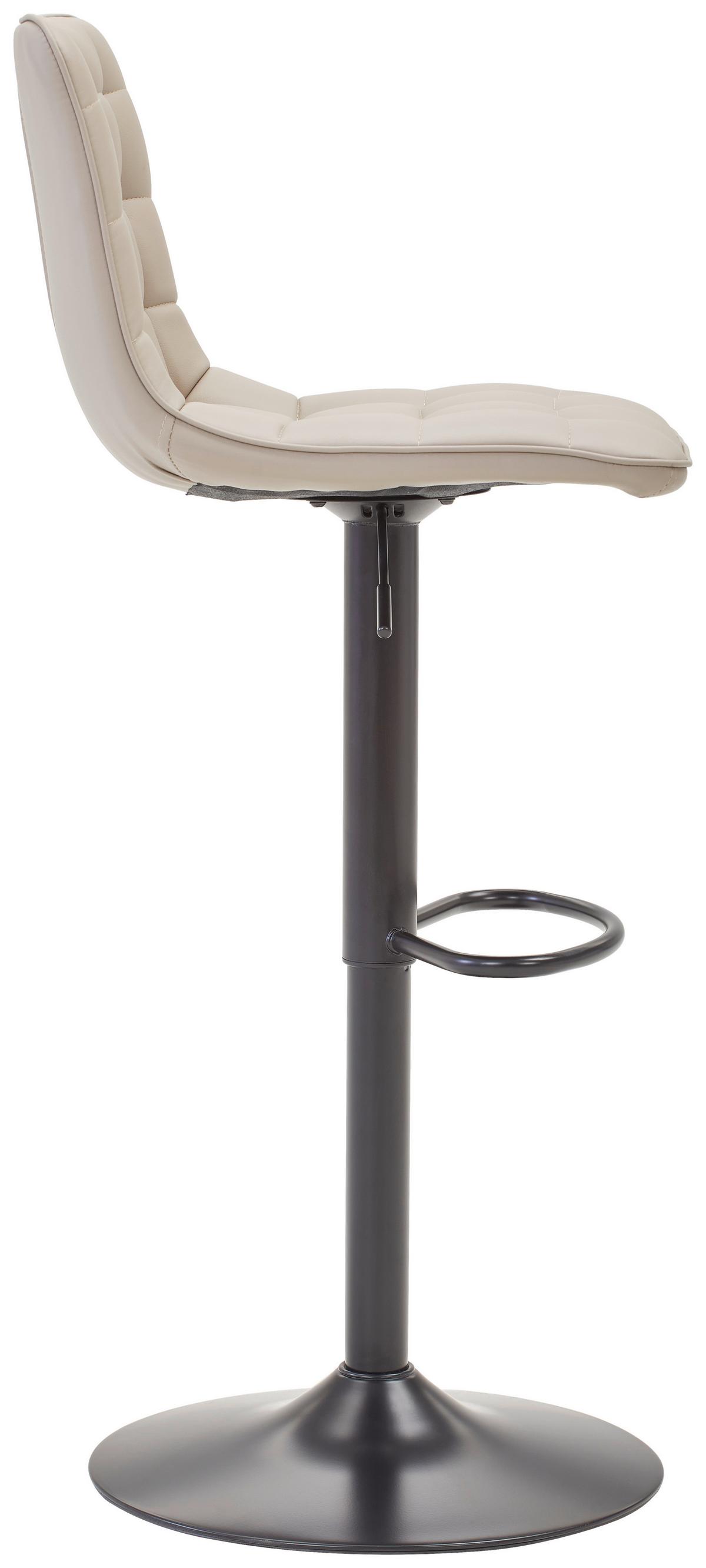 Barhocker Elias Cappuccino höhenverstellbar, B: 42 cm - Schwarz/Cappuccino, MODERN, Textil/Metall (42/109,5/52cm) - Livetastic