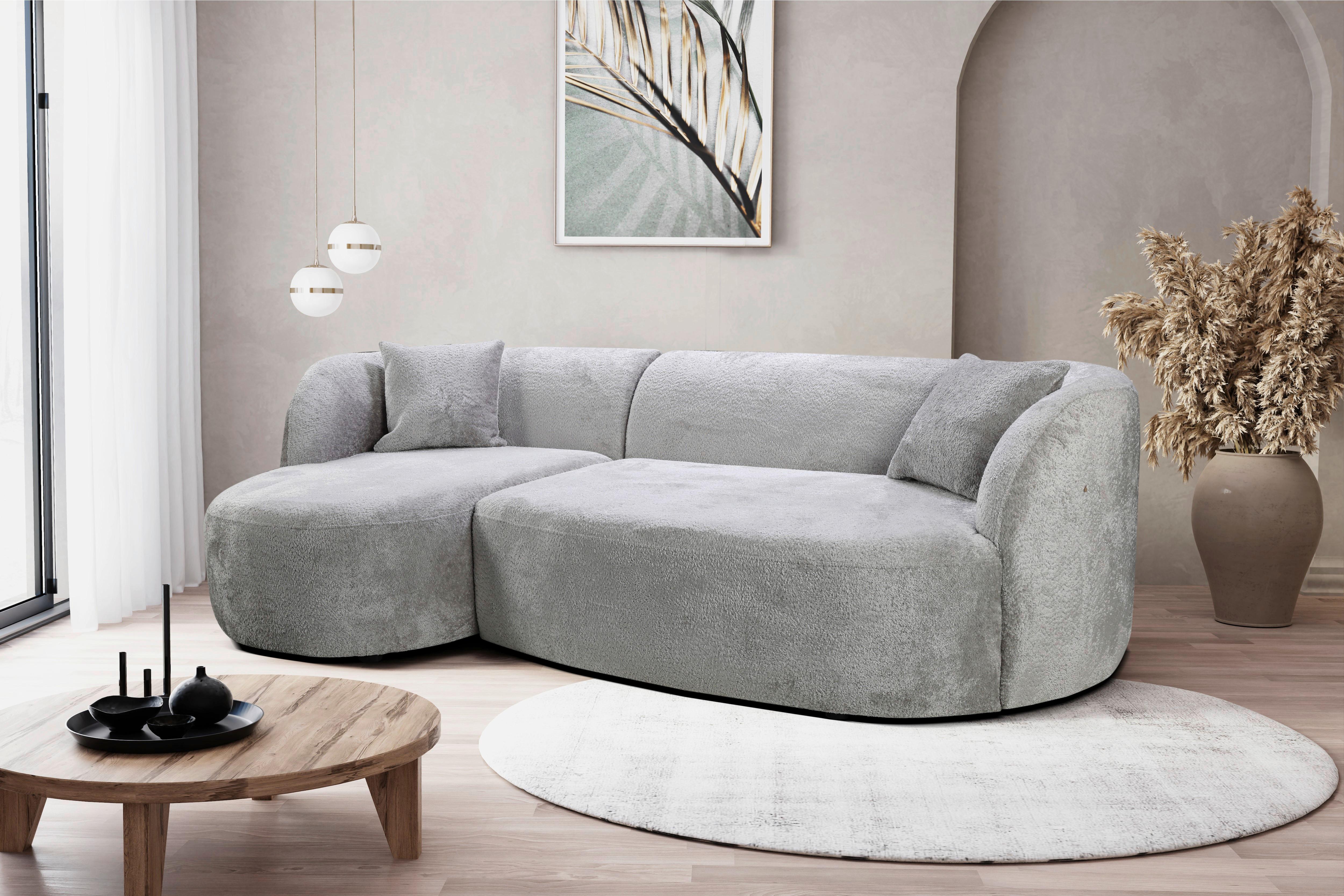 Ecksofa Flick Hellgrau/schwarz, 143 Cm - Hellgrau/Schwarz, Design, Textil (143/264cm) - MID.YOU
