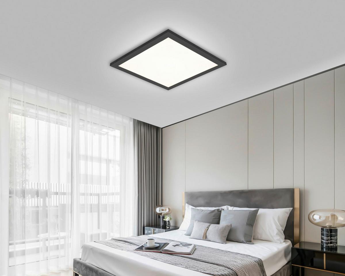STROPNÍ LED SVÍTIDLO JUO - bílá/černá, Moderní, kov/plast (30/30/5,5cm) - Mömax