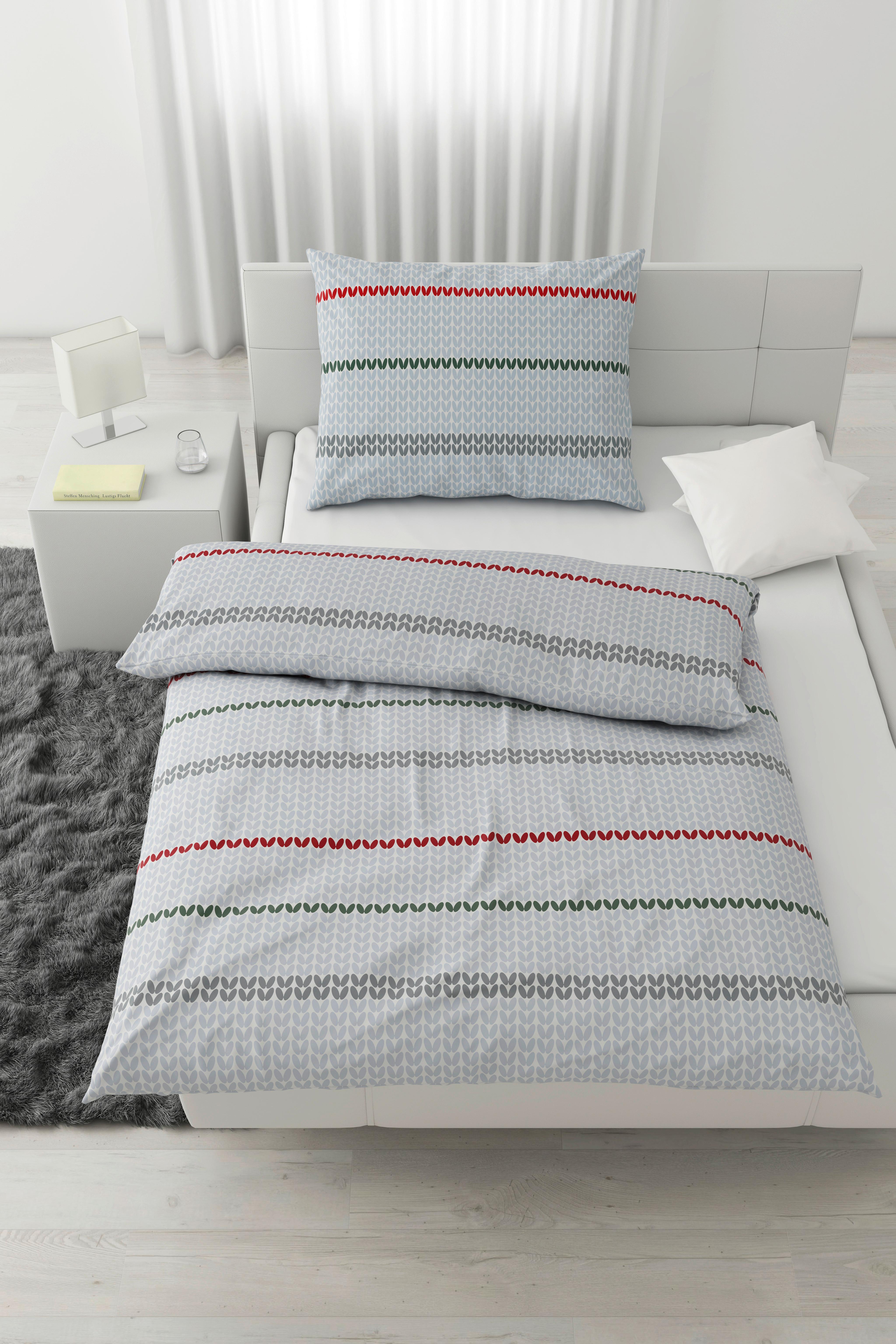Posteľná Bielizeň Strick, 140/200cm - sivá/biela, Moderný, textil (140/200cm) - Modern Living