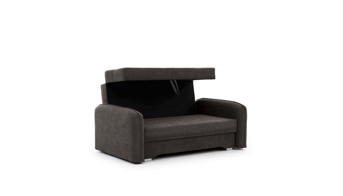 Schlafsofa Laine Dunkelgrau, B: 155 cm - Dunkelgrau/Silberfarben, Design, Textil (155/105/75cm) - MID.YOU