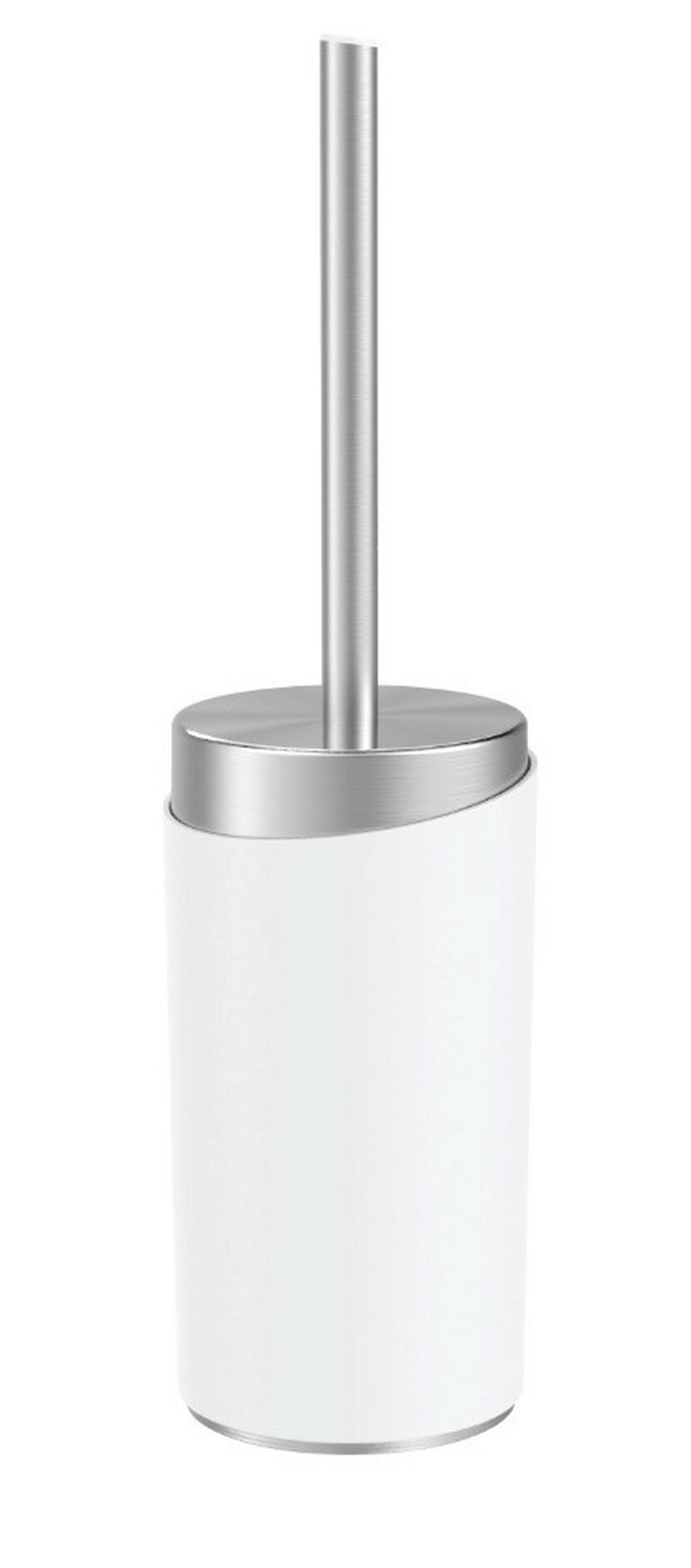 WC kefa Chris - biela/farba ušľachtilej ocele, Modern, kov/plast (9,6/37cm) - Premium Living