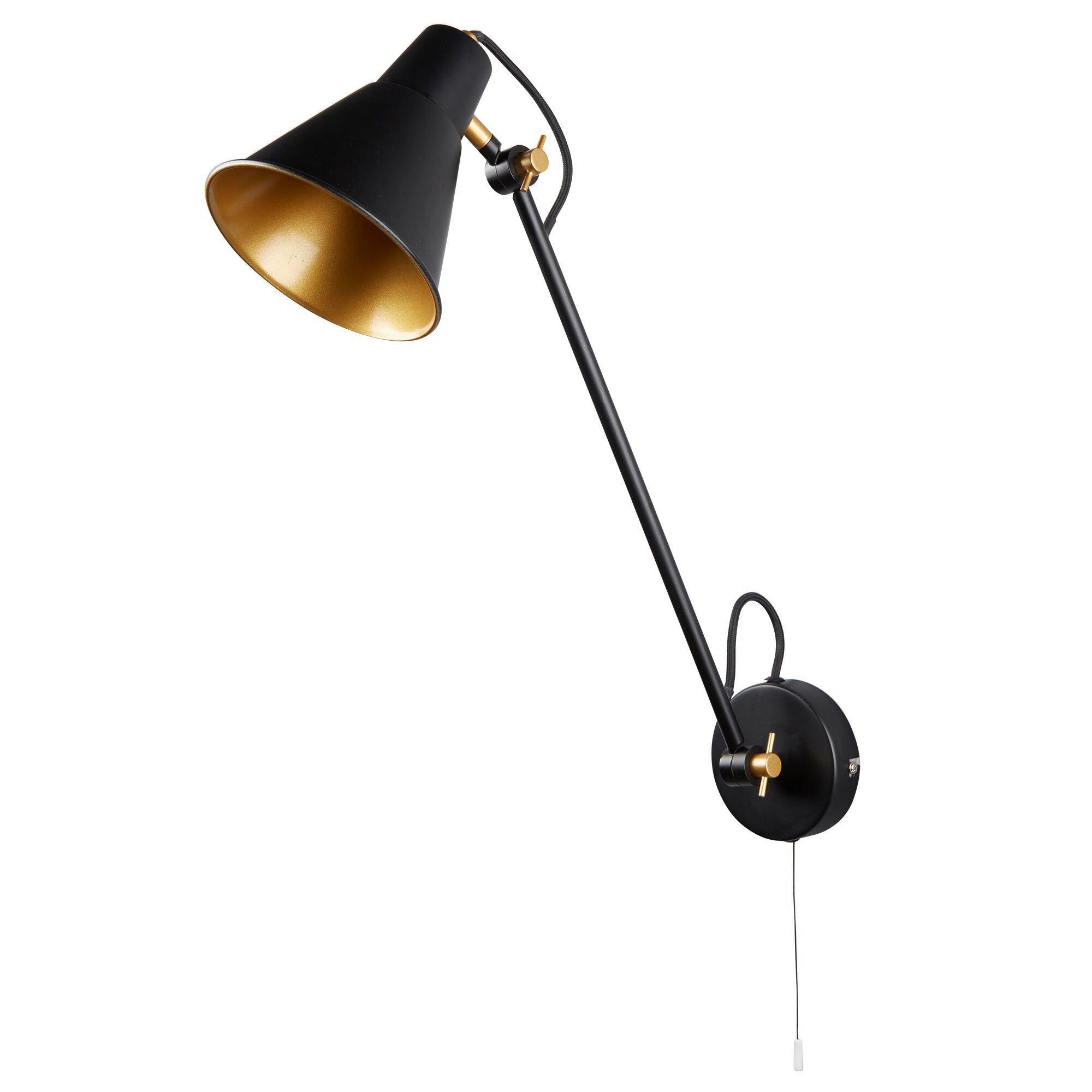 Wandleuchte 6302bk - Schwarz, Basics, Metall (14/39cm)