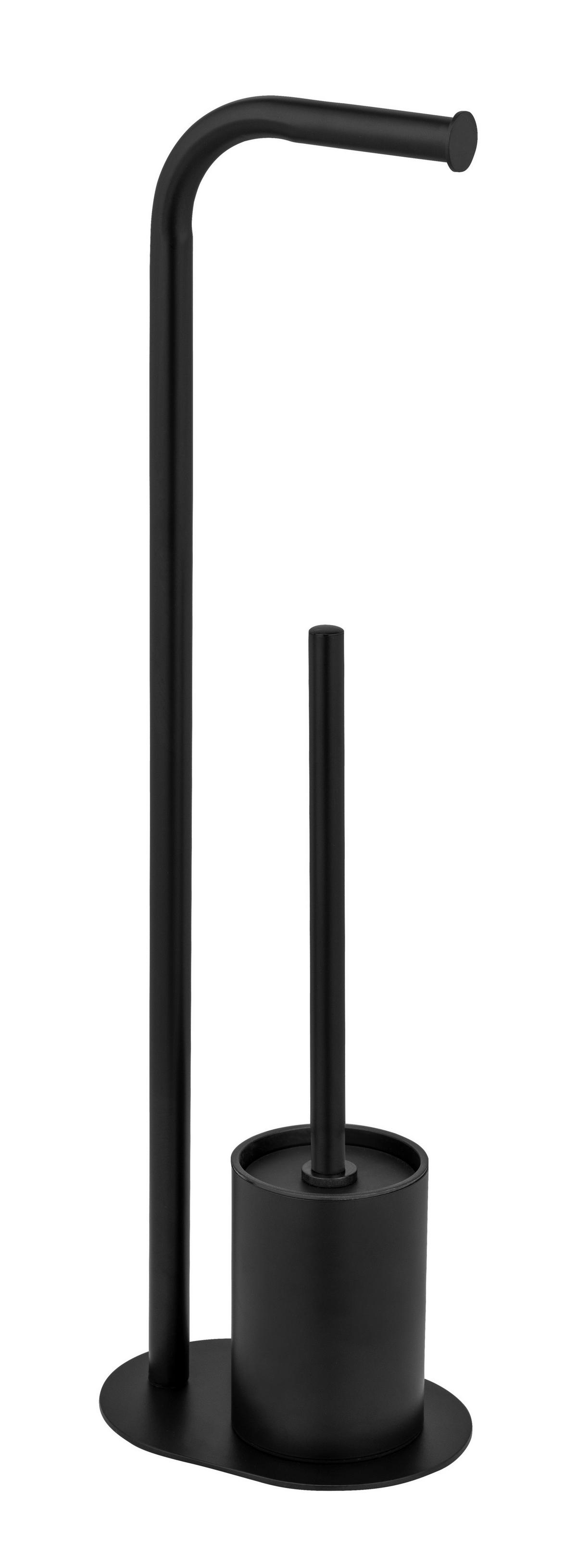 WC-Bürstengarnitur Levante Schwarz B: 23 cm - Schwarz, MODERN, Metall (23/63/17cm) - Wenko