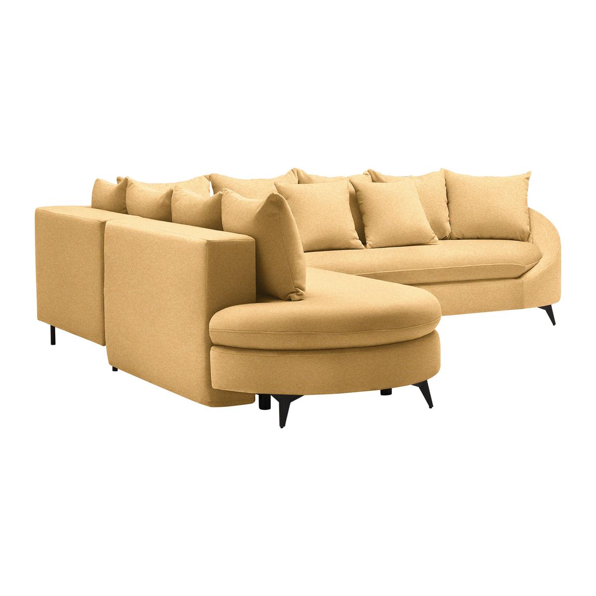 Rohová sedačka AXEL, levá, hořčicově žlutá tkanina - černá/hořčicově žlutá, Moderní, kov/textil (250/291cm) - Mömax