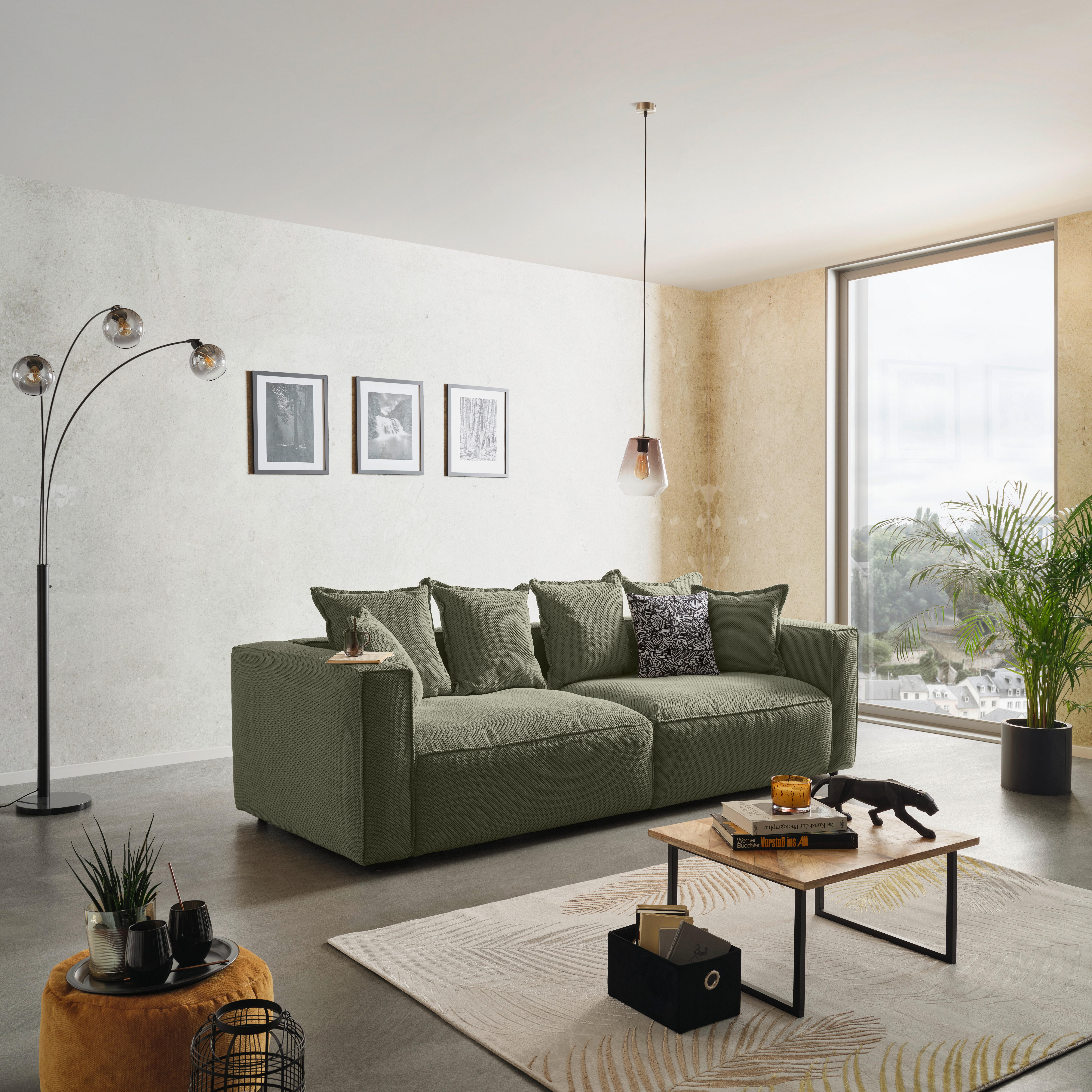 Bigsofa Cowboy - Schwarz/Grün, MODERN, Textil (280/72/109cm)