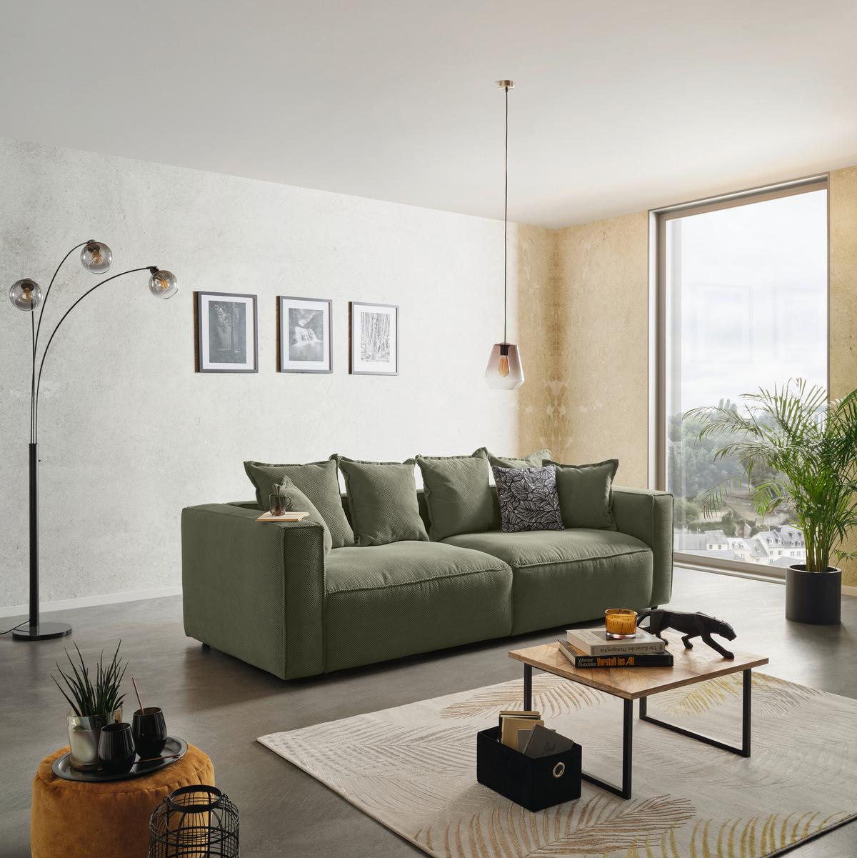 POHOVKA BIG SOFA COWBOY - černá/zelená, Moderní, textil (280/72/109cm)