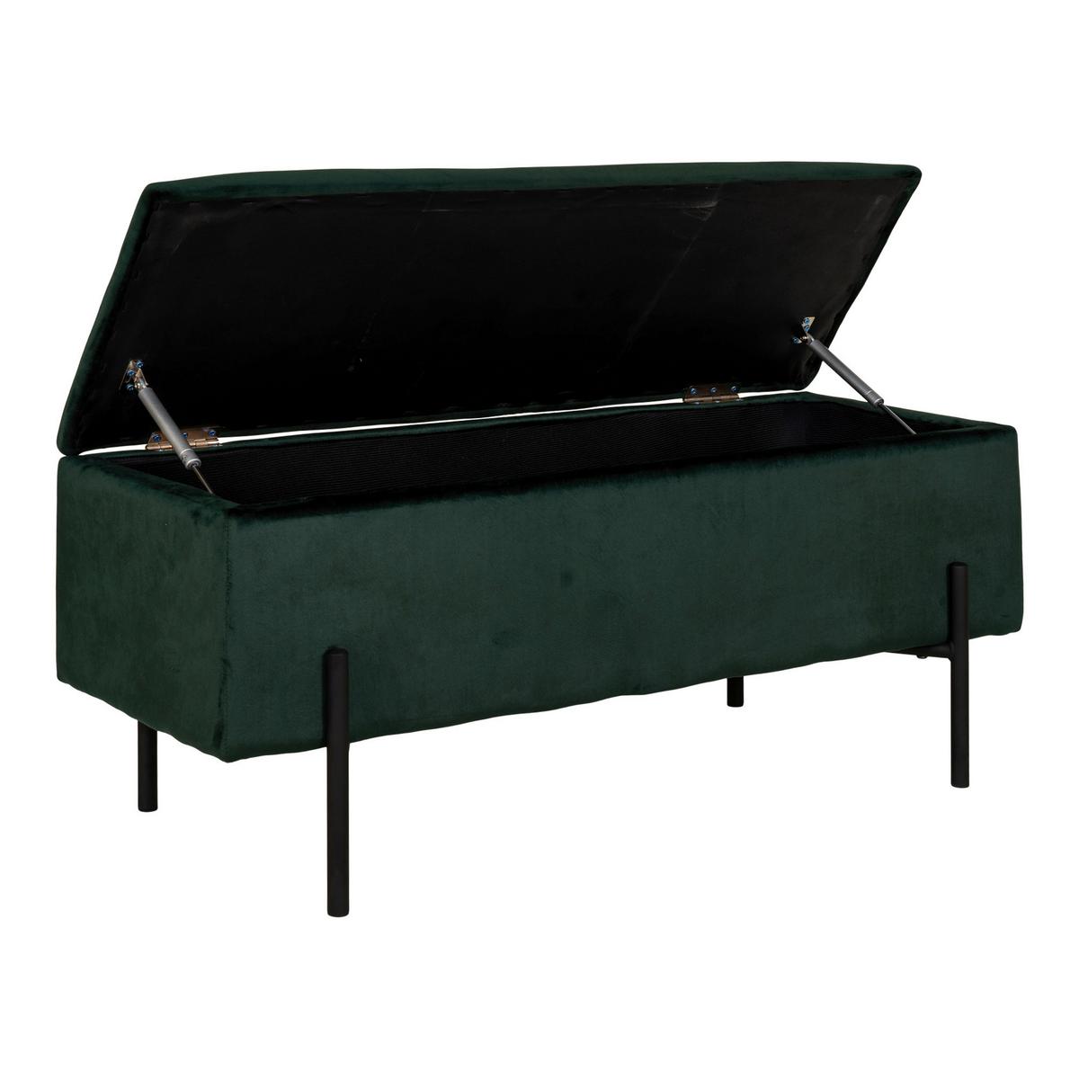 GARDEROBENBANK Watford, Dunkelgrün B: 95cm - Dunkelgrün/Schwarz, Design, Kunststoff/Textil (95/43/36,5cm) - MID.YOU