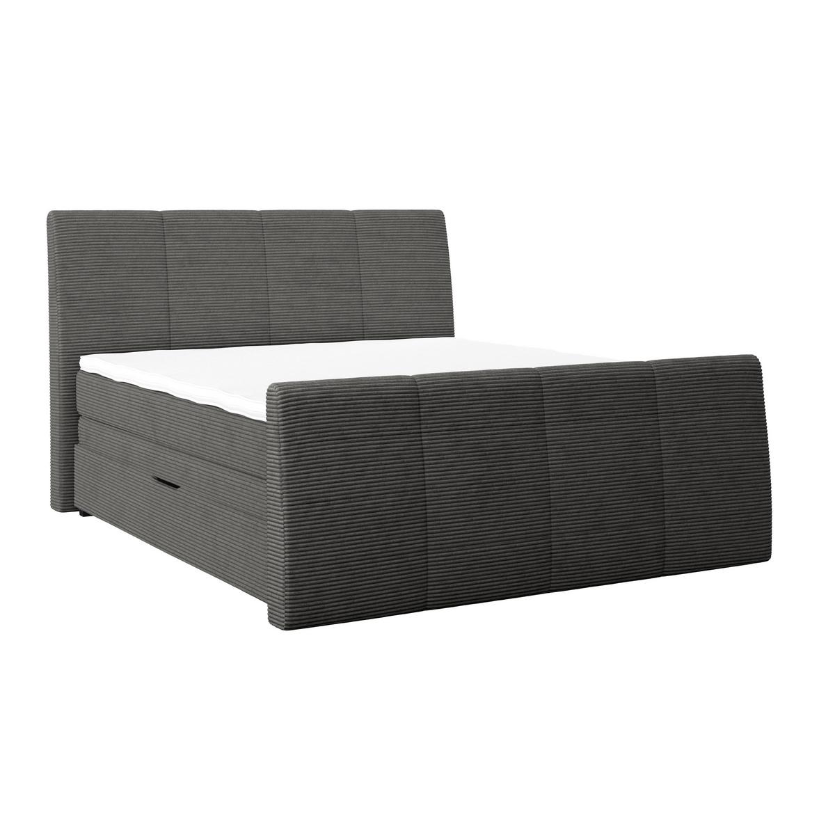 Boxspringbett Libra - Graublau/Dunkelgrau, KONVENTIONELL, Textil (180/200cm)