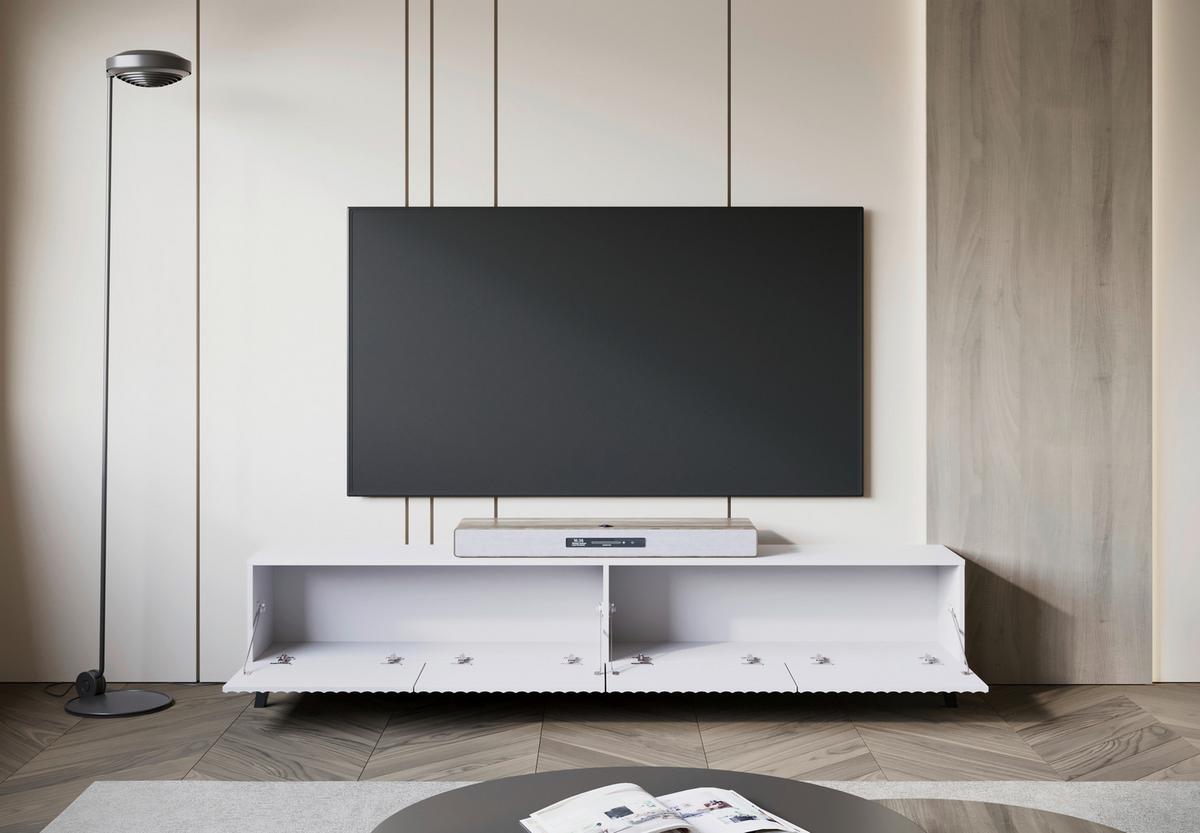 Nízka komoda PHUKET š: 190 cm - čierna/biela, Design, kompozitné drevo/plast (190/42/32,5cm) - Livetastic