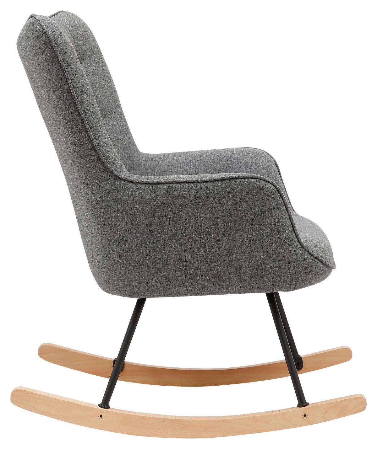 Schaukelstuhl mit Armlehnen Richie Echtholz/Webstoff Grau - Buchefarben/Schwarz, MODERN, Holz/Textil (72/92/92cm) - MID.YOU