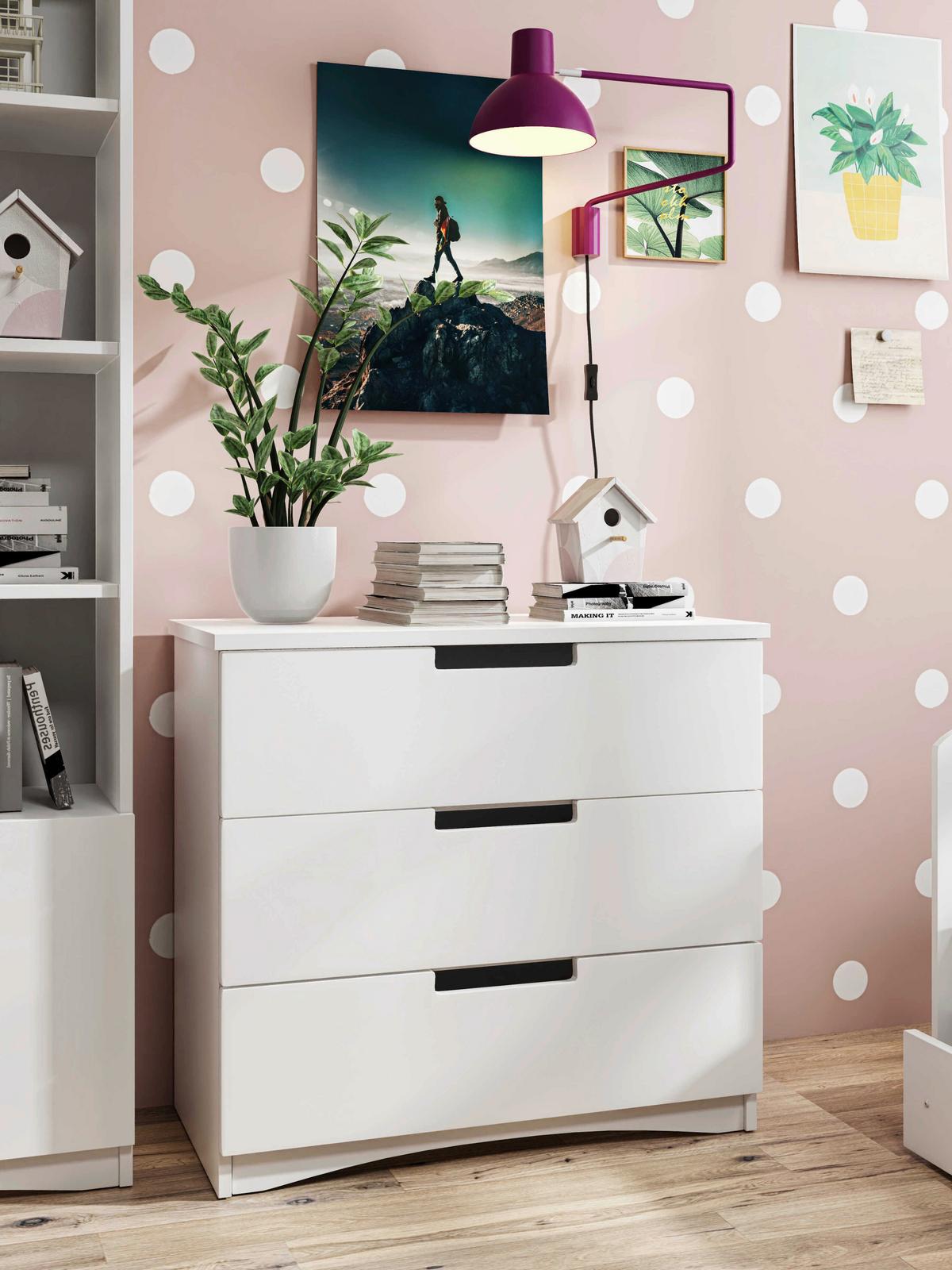 KOMMODE Classic Weiß B: 80cm - Weiß, MODERN, Holzwerkstoff (80/81/41cm) - MID.YOU
