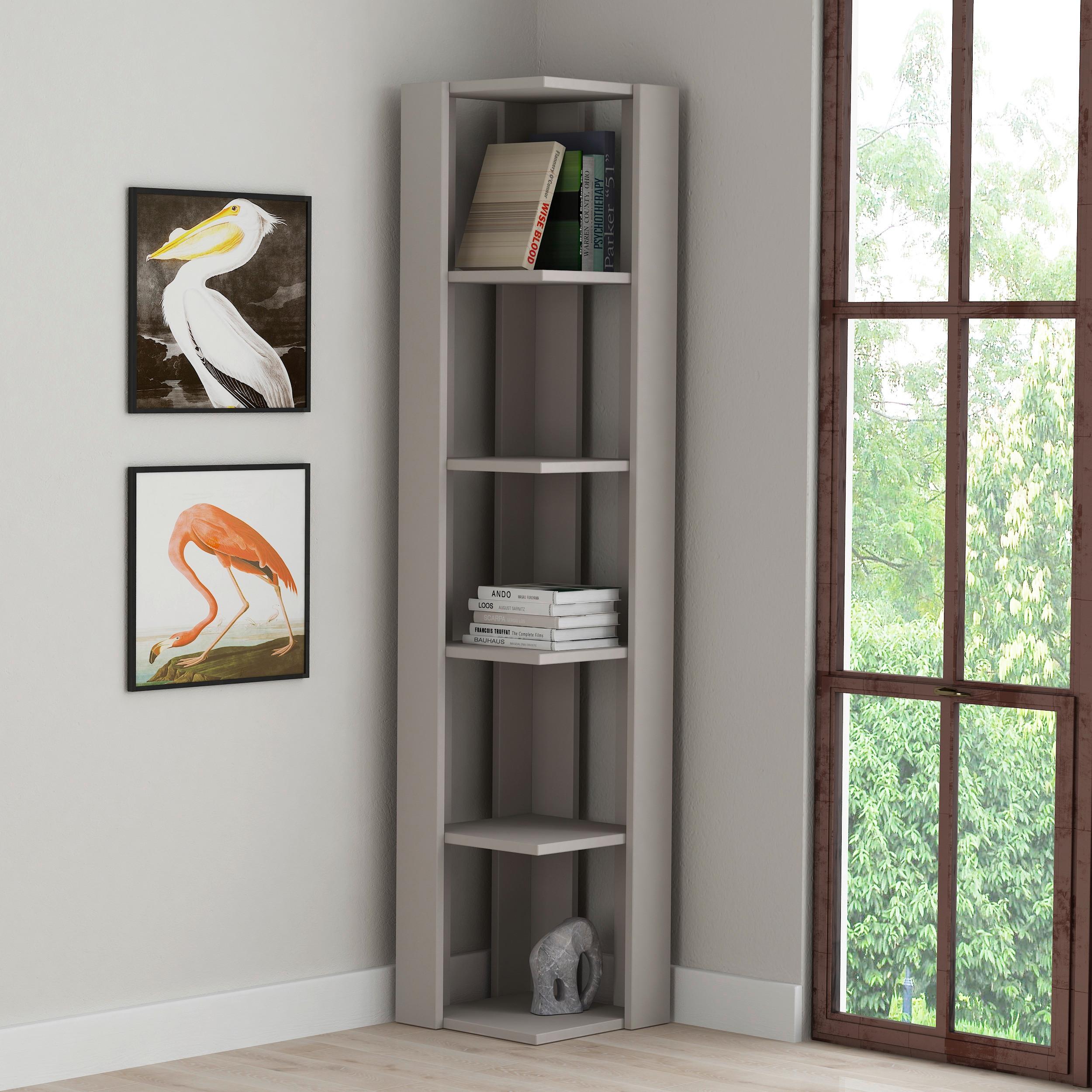 Eckregal Nati Eckregal - Beige, Design, Holzwerkstoff (34/161/34cm) - Livetastic
